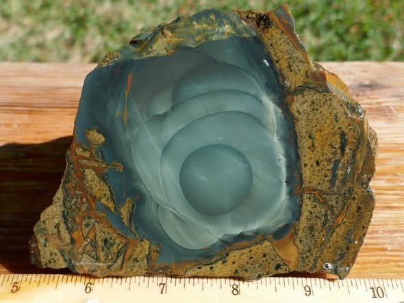 TCR  Blue Mountain Jasper* Rough Slab 106g – Natural Orbs & Streamers | Oregon