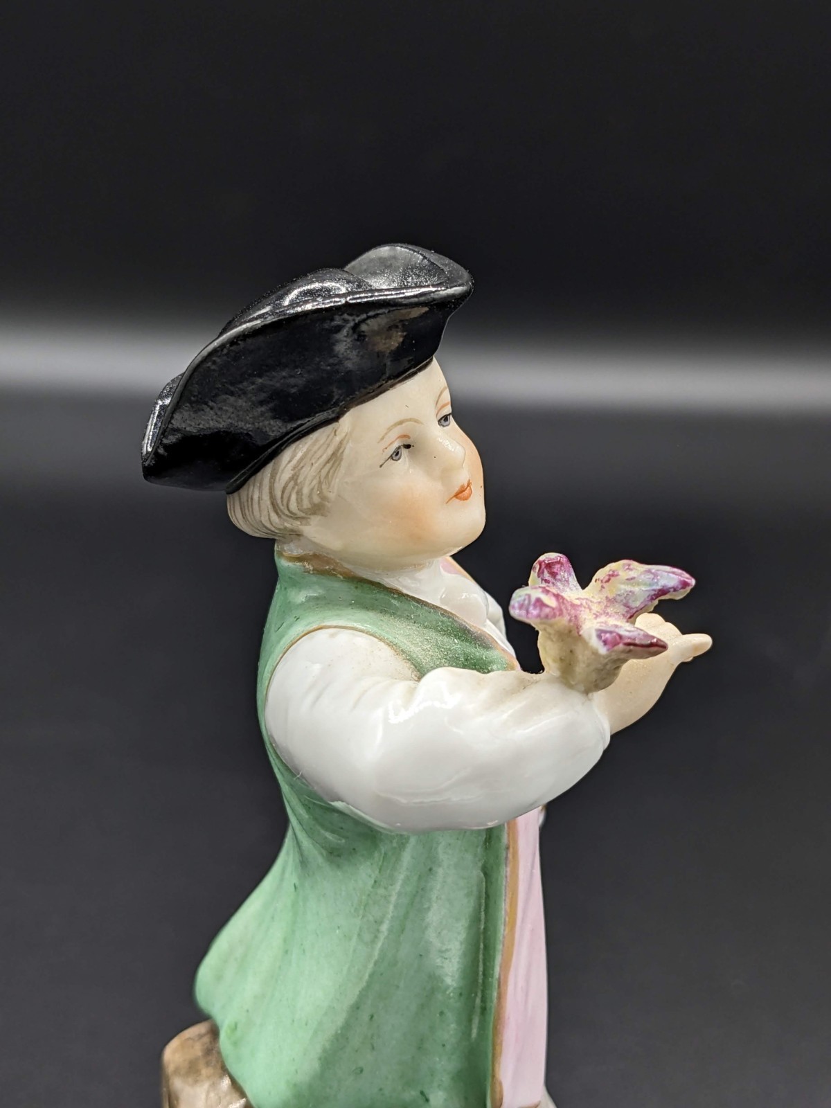 Antique German Meissen Porcelain Figurine Boy with Bird 5\ Antique German Meissen Porcelain Figurine Boy with Bird 5\
