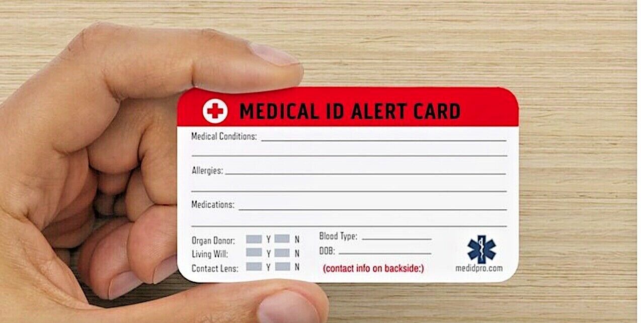 Travel Medical Card for Medical Alert ID bracelet+Luggage Tags.( 5-pack)