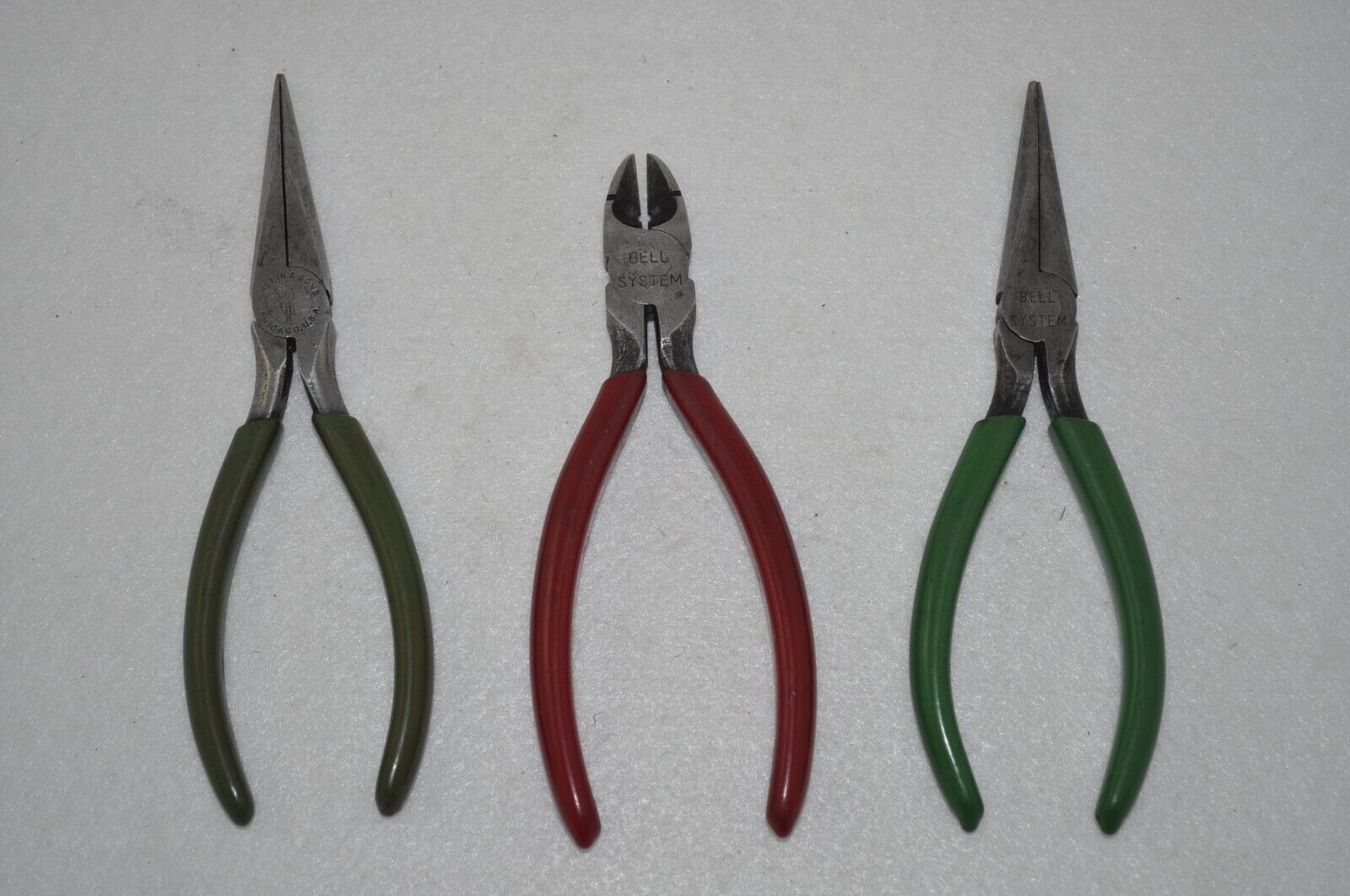 3 Vintage Klein Tool BELL SYSTEM Telephone Precision Pliers Wire Cutters