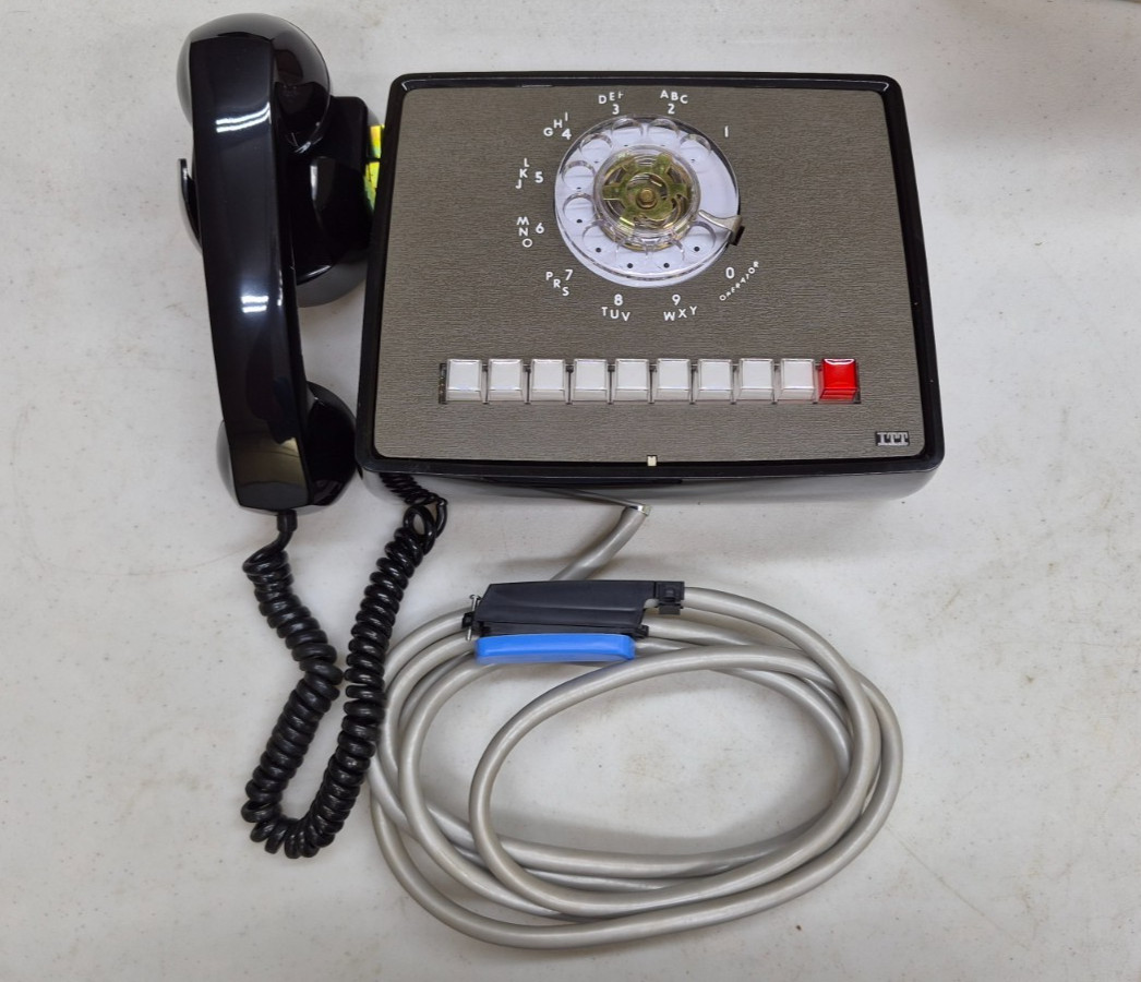 Vintage ITT Multi-Line Black Rotary Dial Desk Telephone New 10/Wall 85400-BA-42M