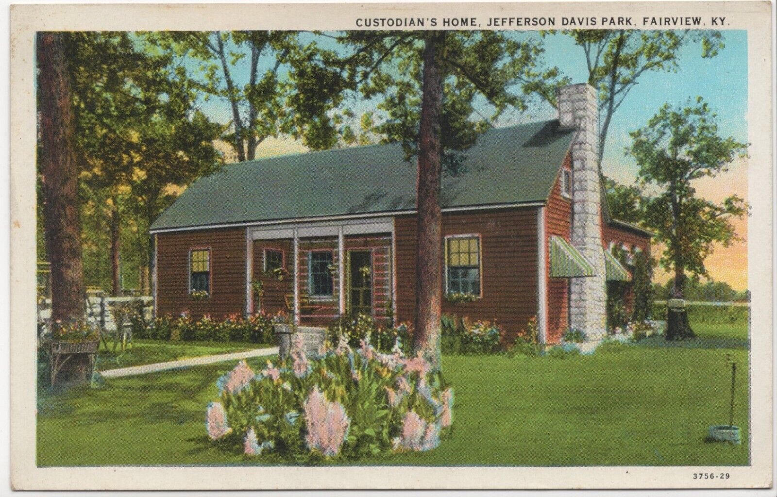 Custodian Home Jefferson Davis Park Fairview Kentucky Postcard
