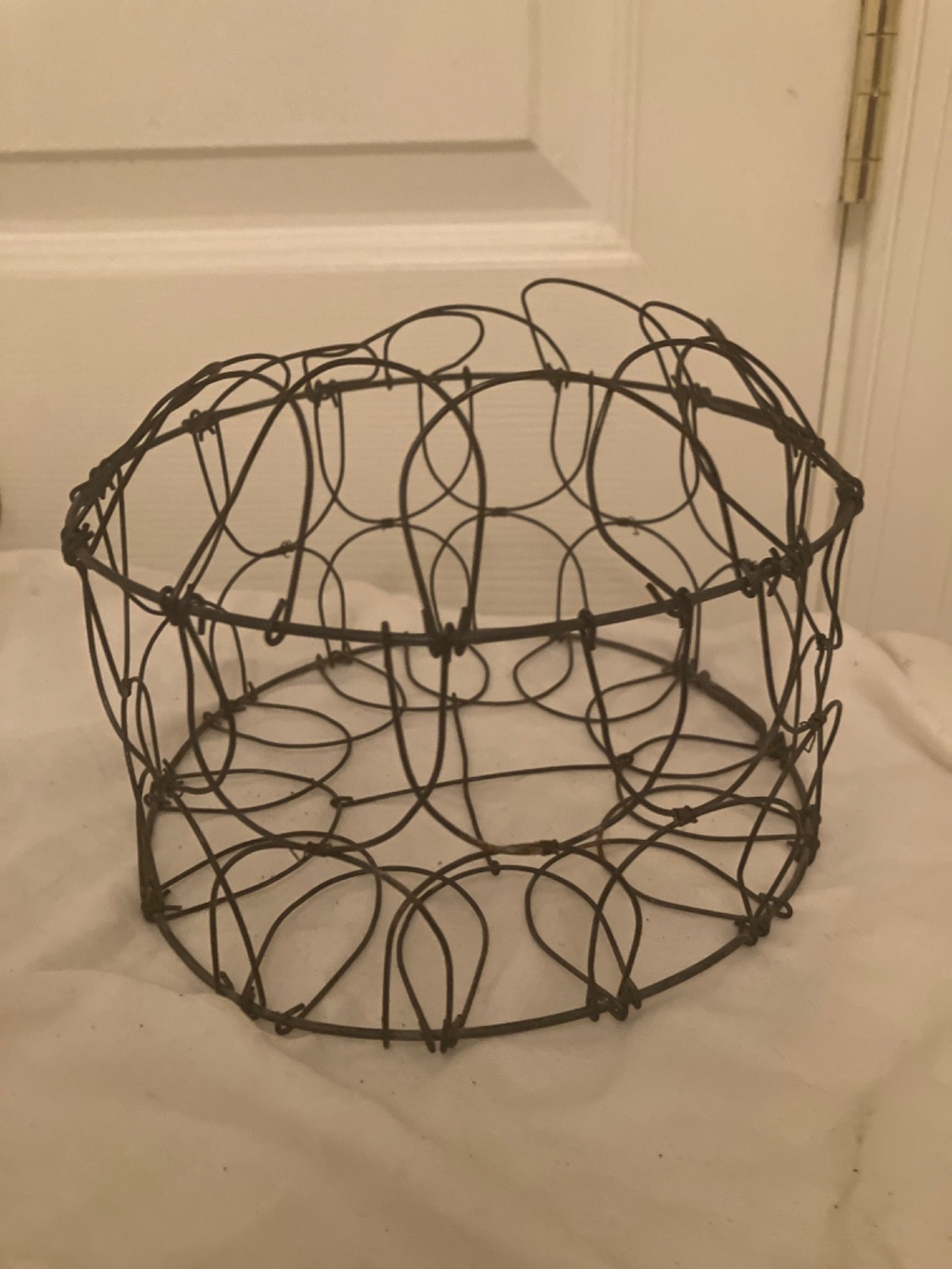Egg Basket Collapsible Metal Wire Farmhouse Rustic Decor Vintage