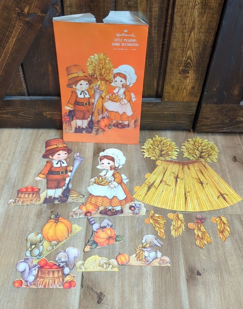 VTG Hallmark Little Pilgrims Centerpiece Home Decoration - Harvest Fall Die Cut