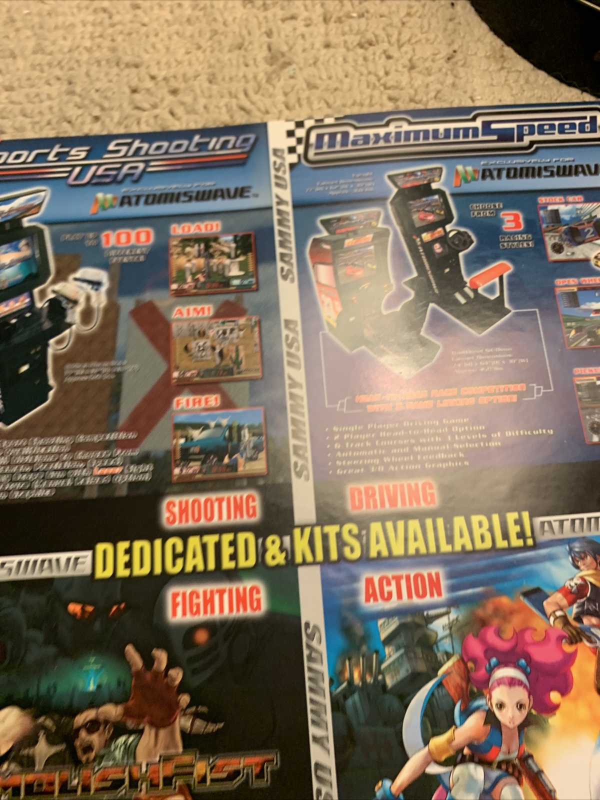 Original 2 PAGE 11- 8.5\'\'  Dolphin Blue Demolish First Atomiswave GAME FLYER