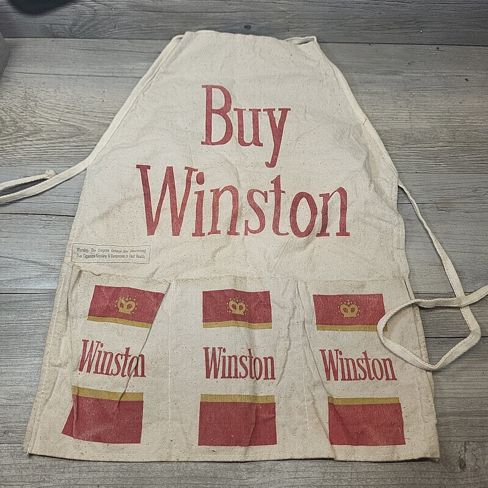 Vtg Winston Cigarettes Burlap Apron Advertising Logo Promo 1970s 1980s