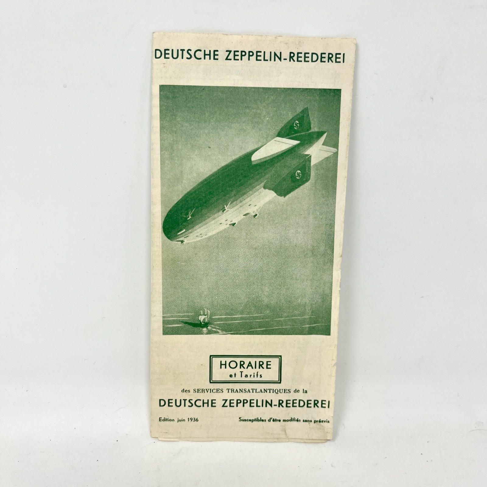 Deutsche Zeppelin-Reederei Airship Schedule & Tariffs 1936 Pamphlet  Hindenburg