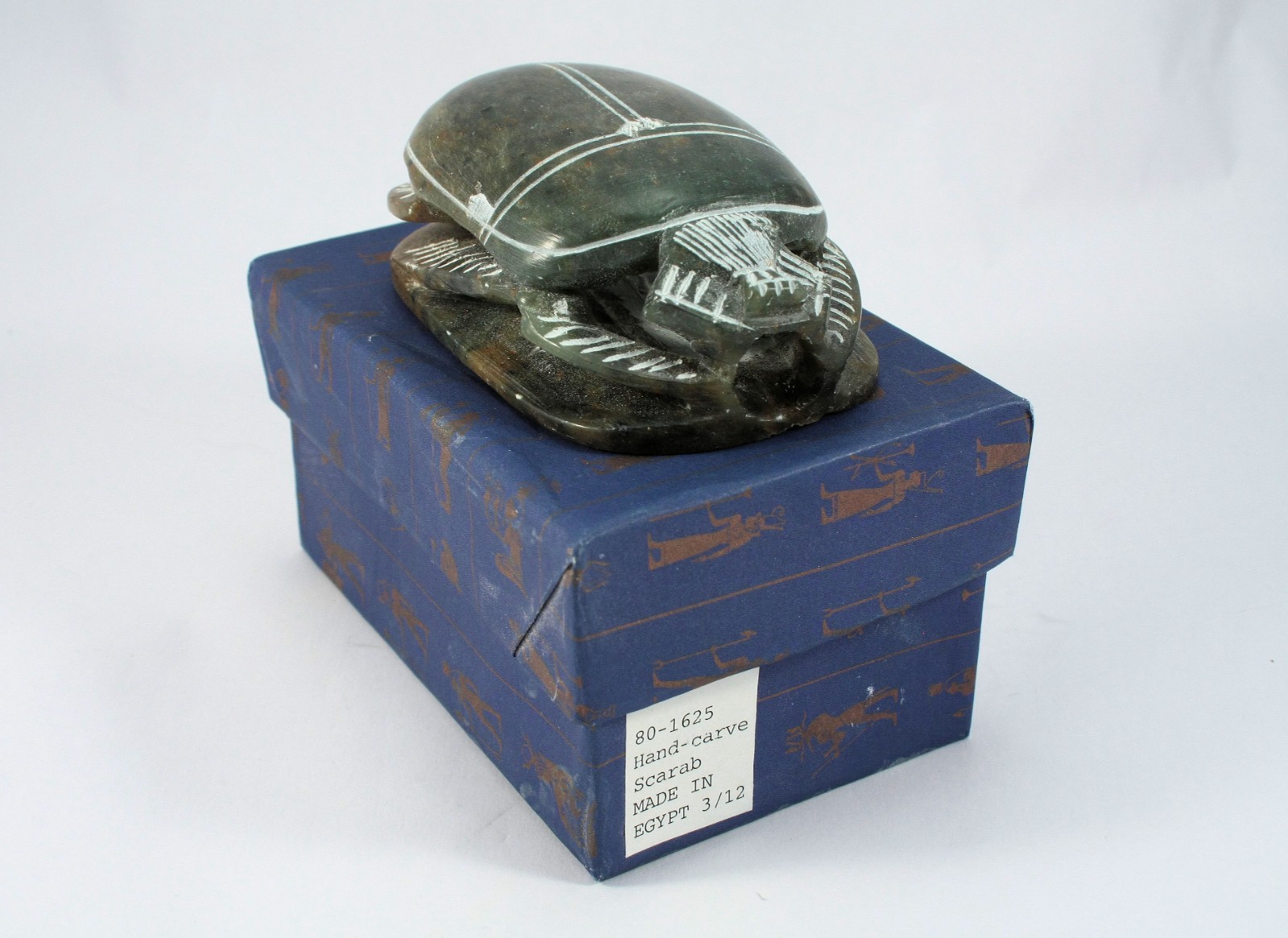 Scarab Beetle Egyptian Hand Carved Soapstone w/ Hieroglyphs; Includes Gift Box Scarab Beetle Egyptian Hand Carved Soapstone w/ Hieroglyphs; Includes Gift Box