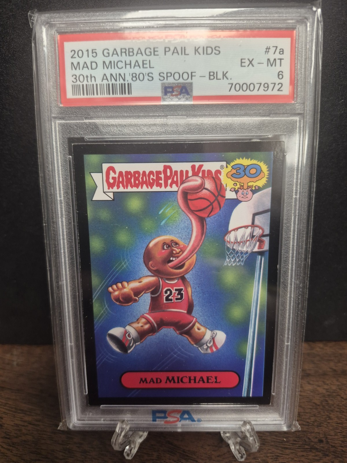 2015 MAD MICHAEL JORDAN Garbage Pail Kids Card PSA 6 BLACK Parallel SP