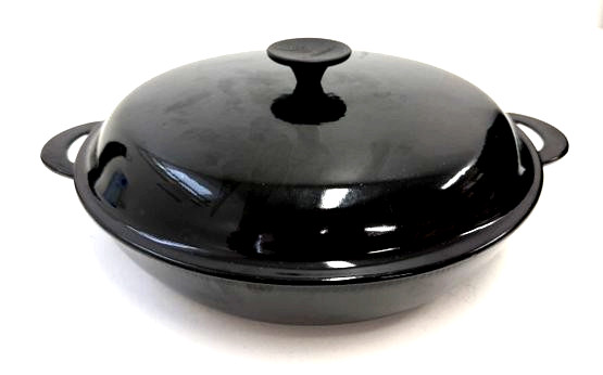 Vintage Le Creuset 30 Black Shallow Braiser Saute Pan Enamel Cast Iron 12\