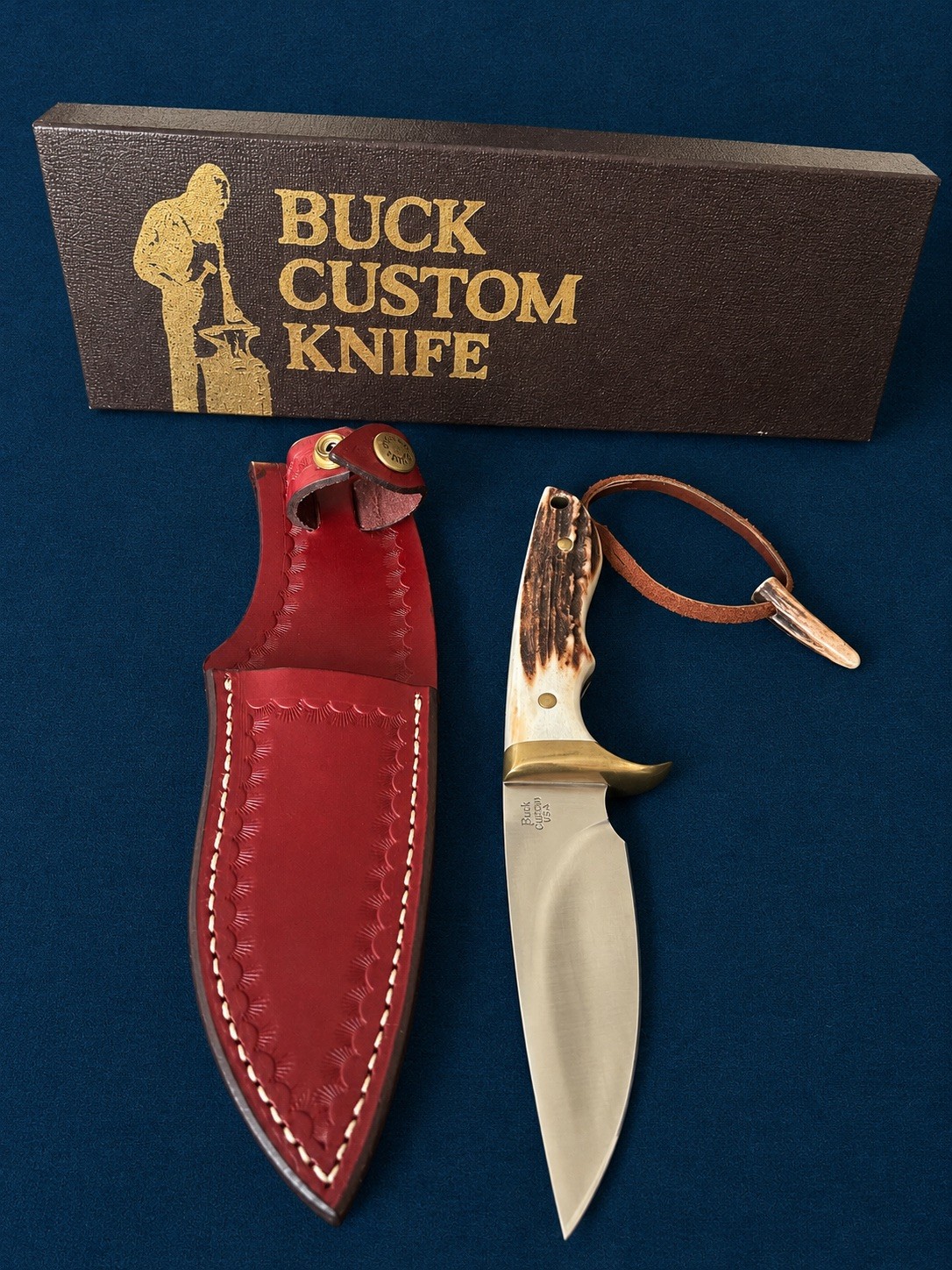 Buck Custom 923 Medium Skinner 0038 Stag Handle With Sheath and Box 1990