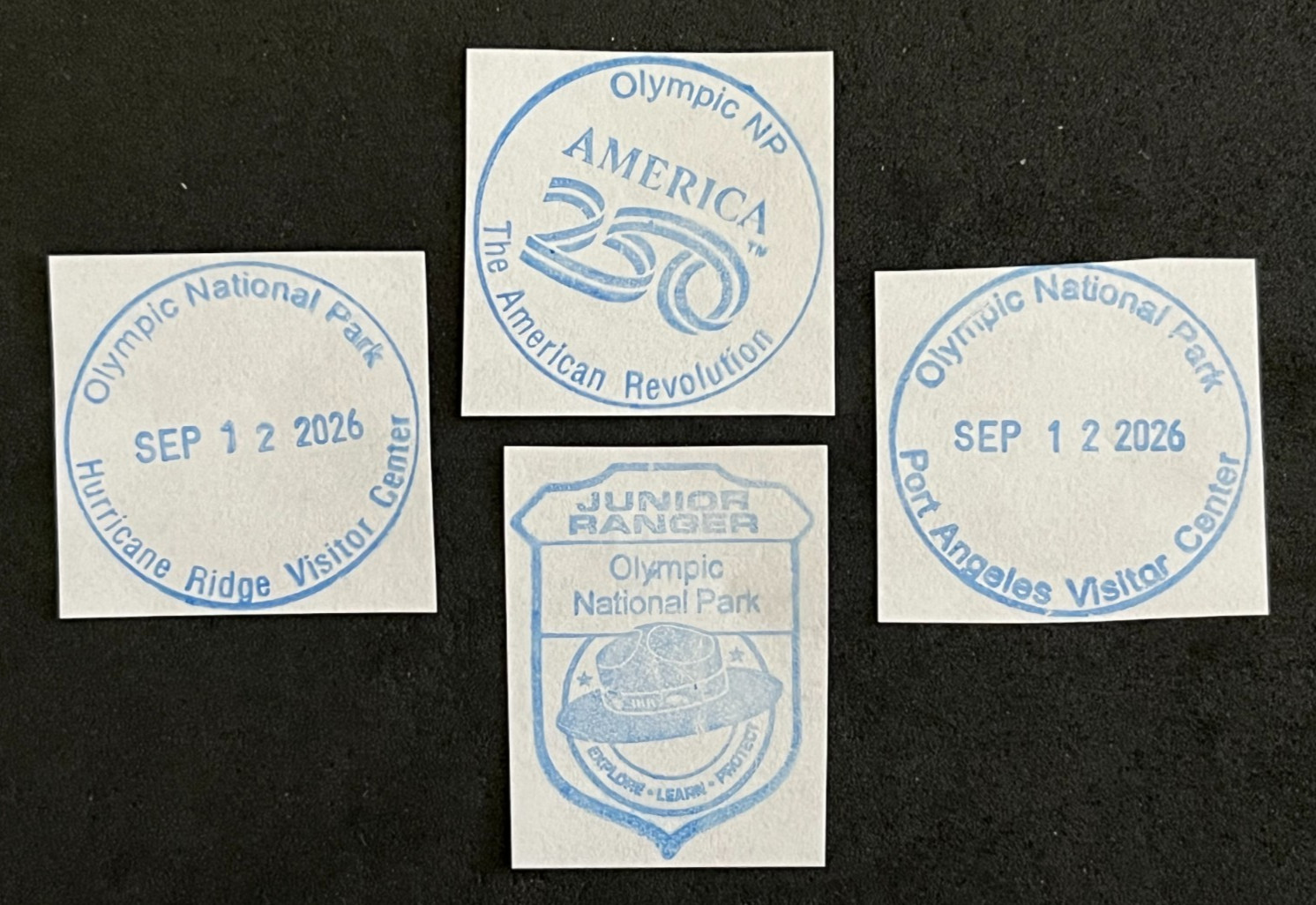OLYMPIC NP  America 250  NATIONAL PARK SERVICE CANCELLATION/PASSPORT STAMP LOT