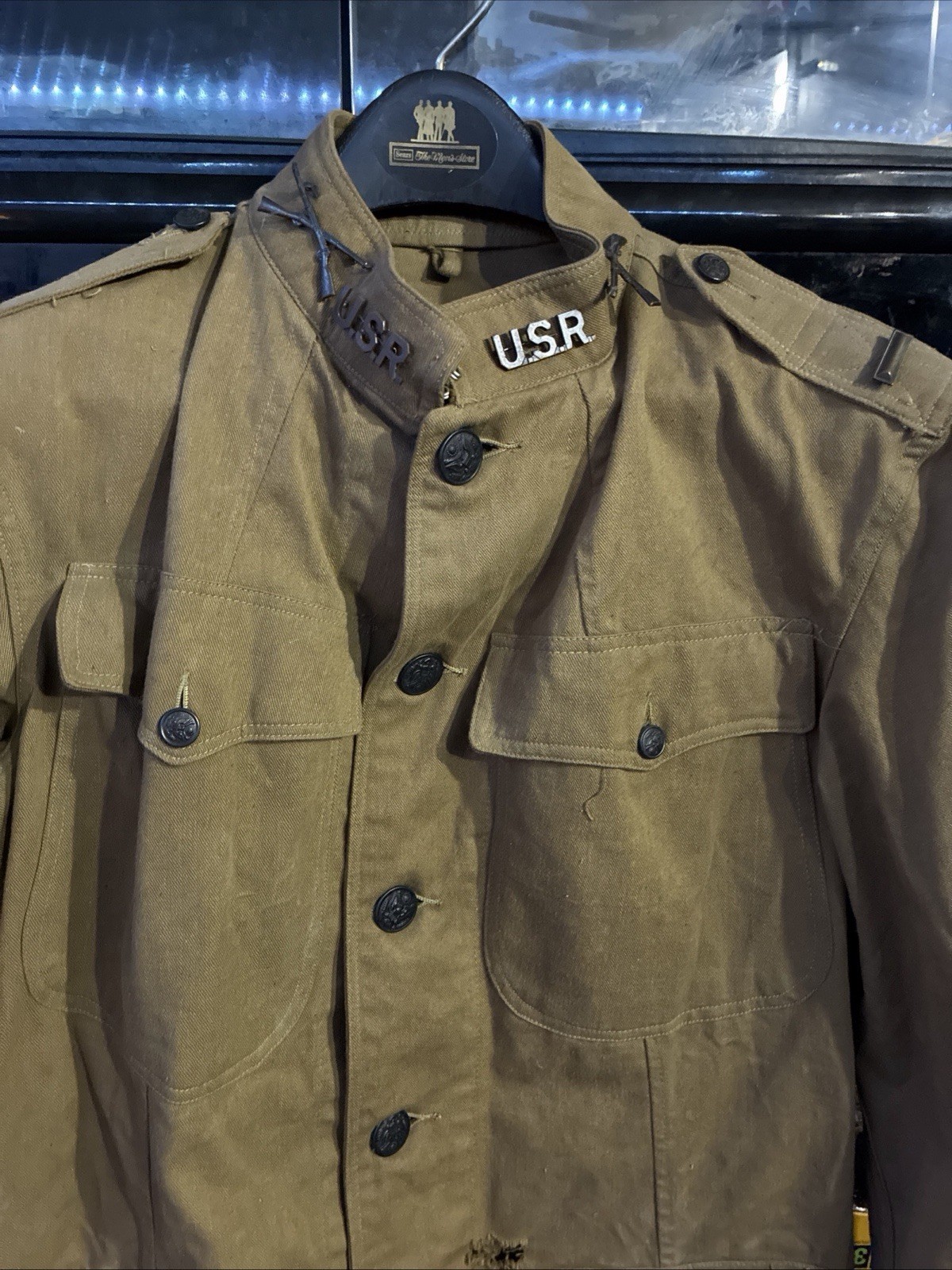 Vintage 20s WWI US ARMY Military Tunic Uniform Khaki Jacket/ Coat. Size 42