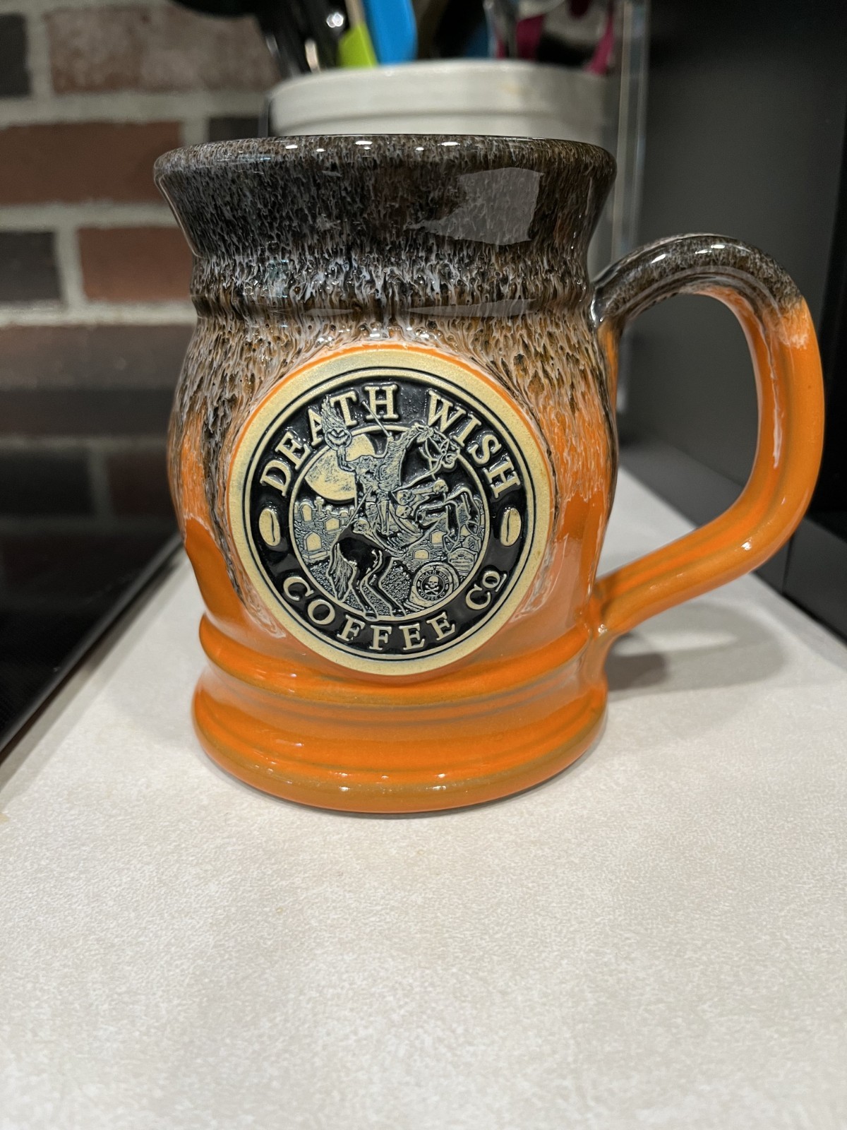RARE 2015 Death Wish Coffee Headless Horseman Halloween Mug by Deneen Pottery
