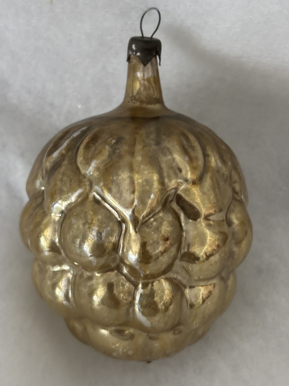 Vntg HEIDT Grape Bunch Glass Ornament Sawtooth Cap 3.75” 1935-40s 