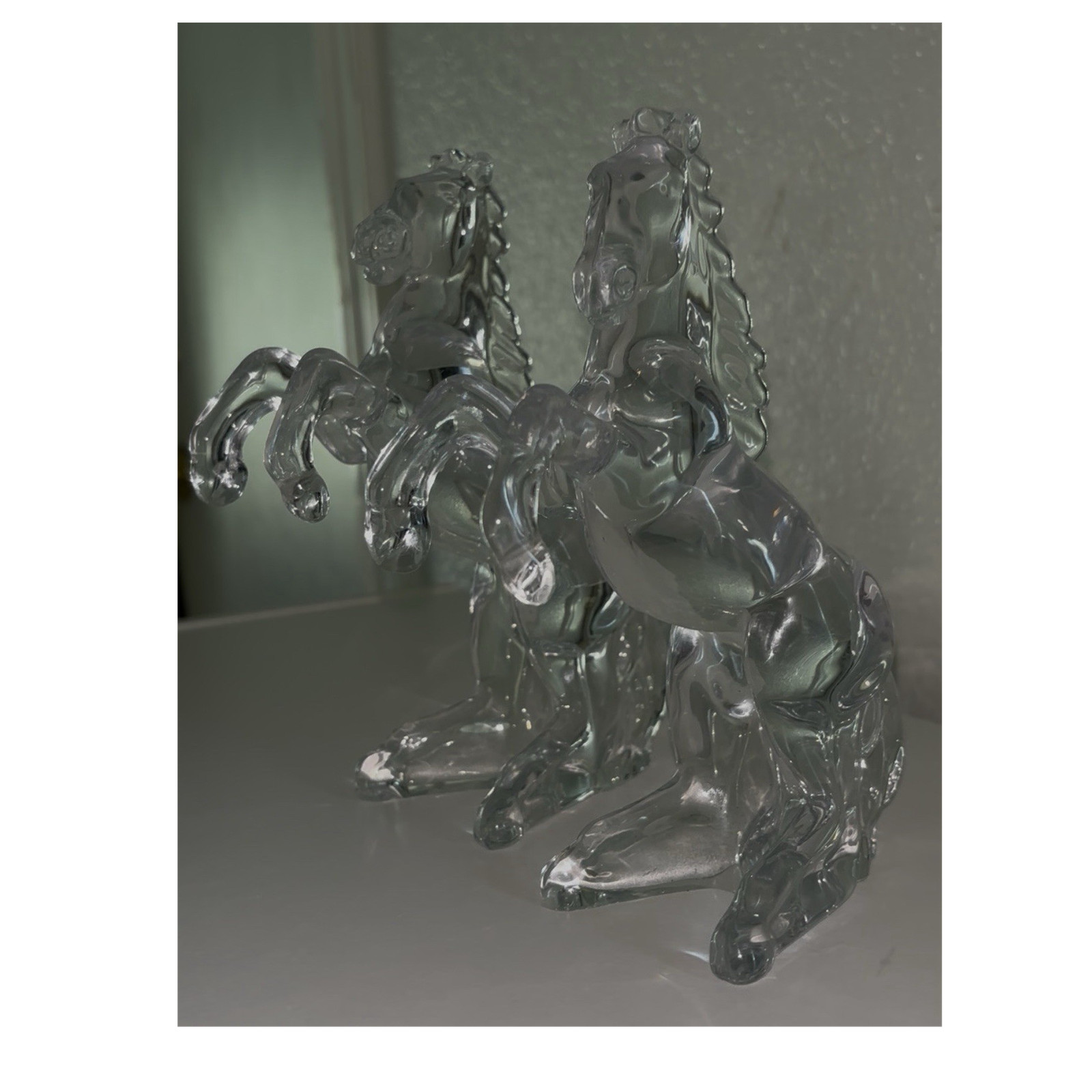 Set of 2 Cristal D Arques Rearing Crystal Horses Set of 2 Cristal D Arques Rearing Crystal Horses