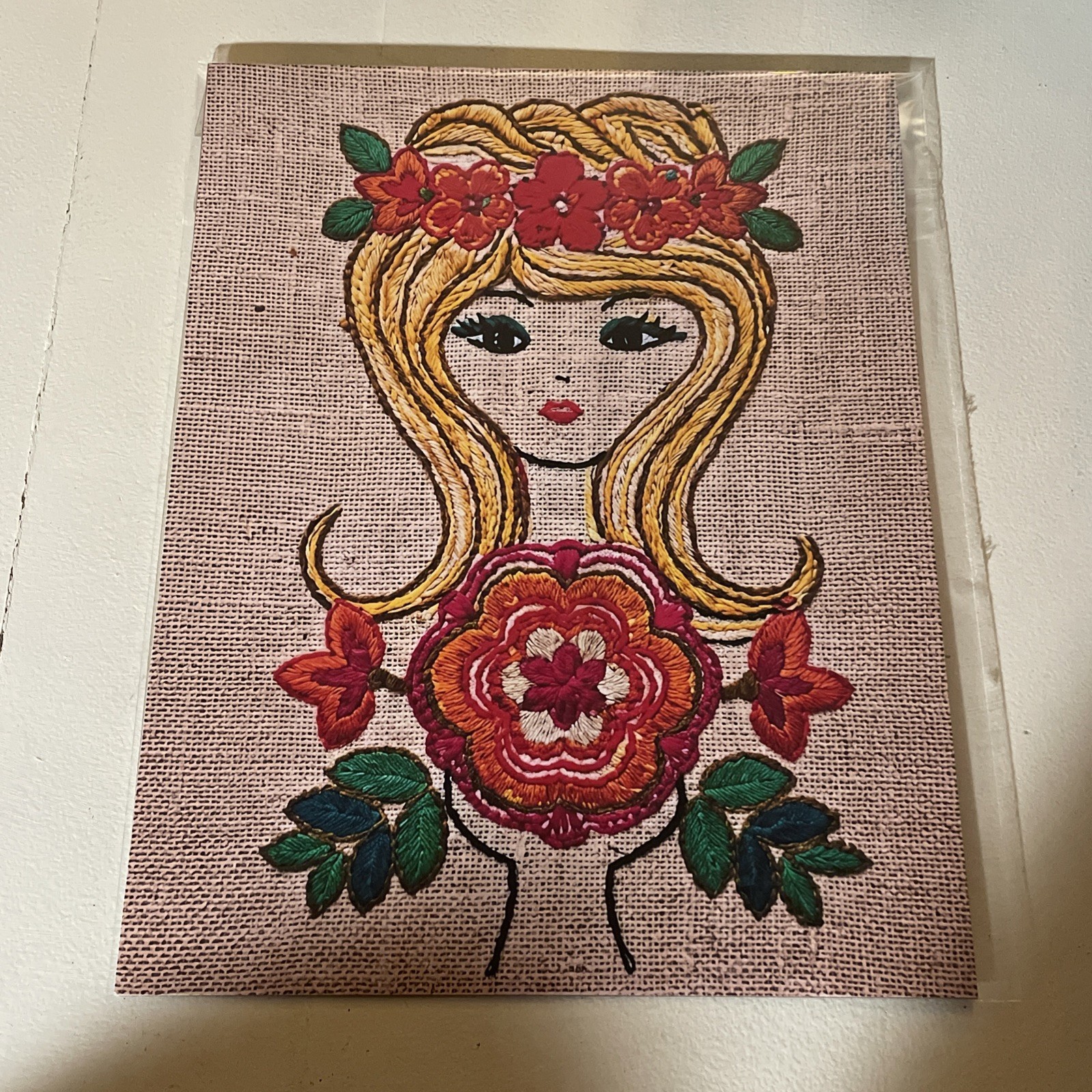 70’s Style Embroidery Embroidered Woman Girl Hippie PRINT 8.5