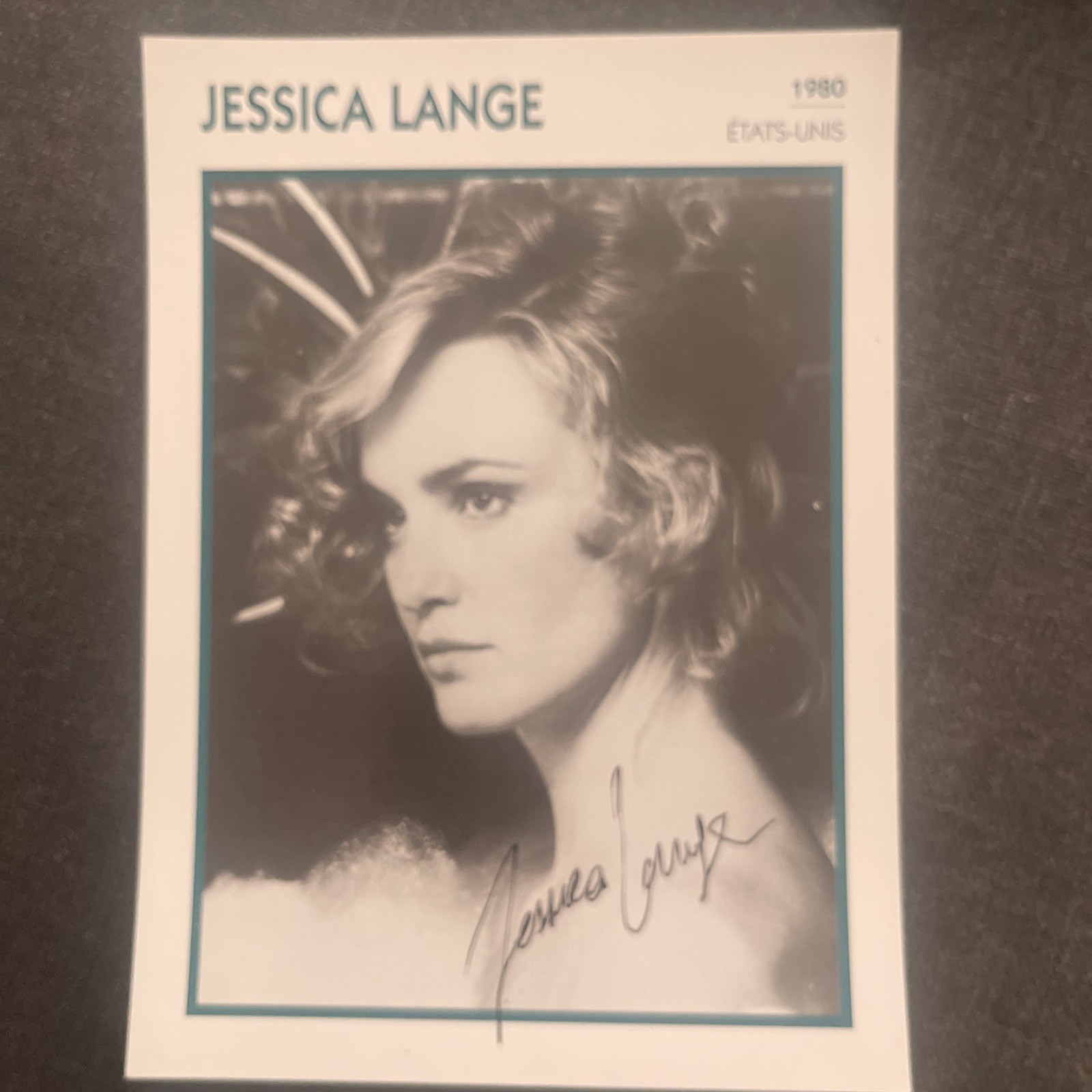 Vintage Jessica Lange Signature Original Autograph Cinema Postcard