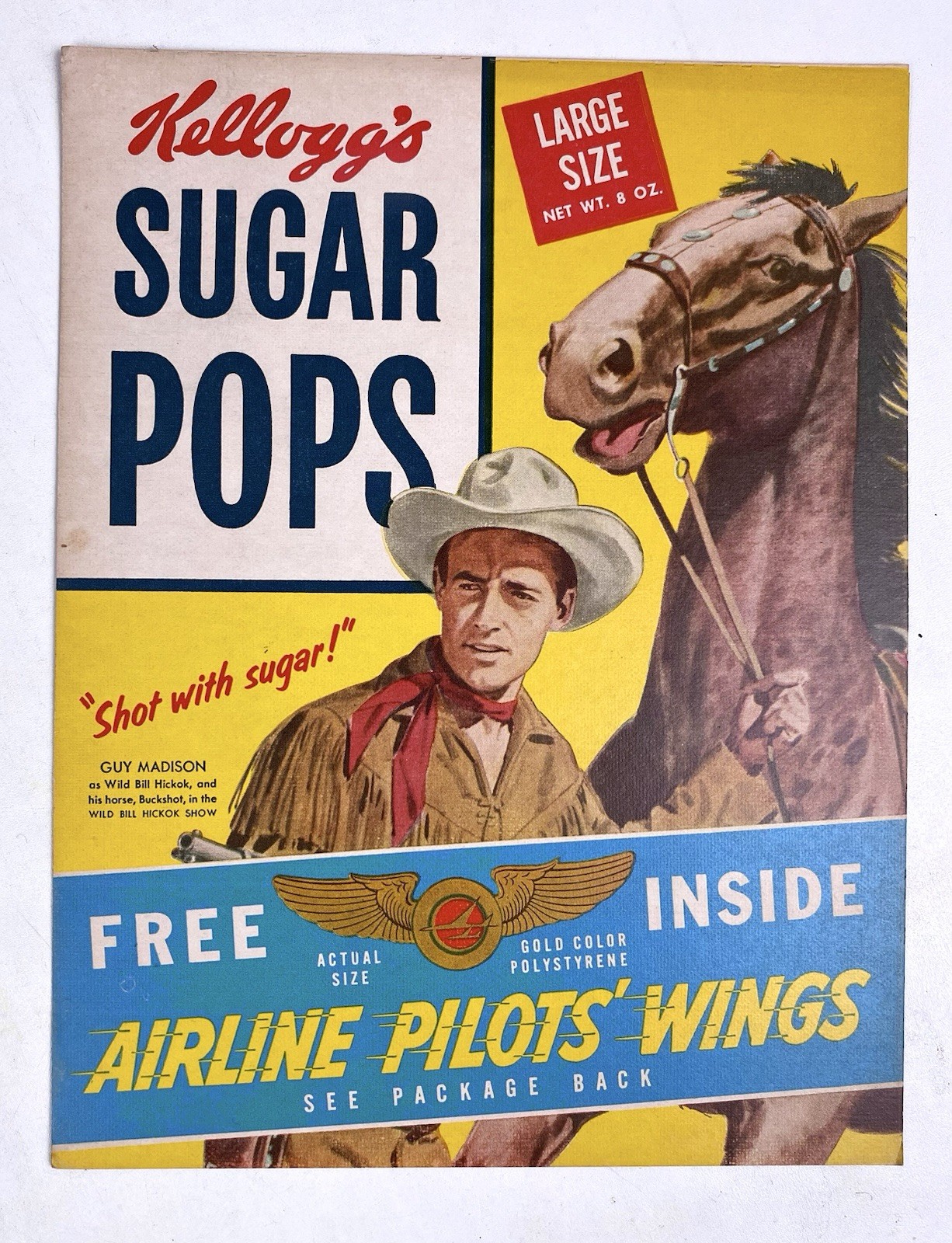 RARE Vintage Kellogg's 1956 Sugar Pops w/Airline Pilots Wings ~ Front Panel Only RARE Vintage Kellogg's 1956 Sugar Pops w/Airline Pilots Wings ~ Front Panel Only