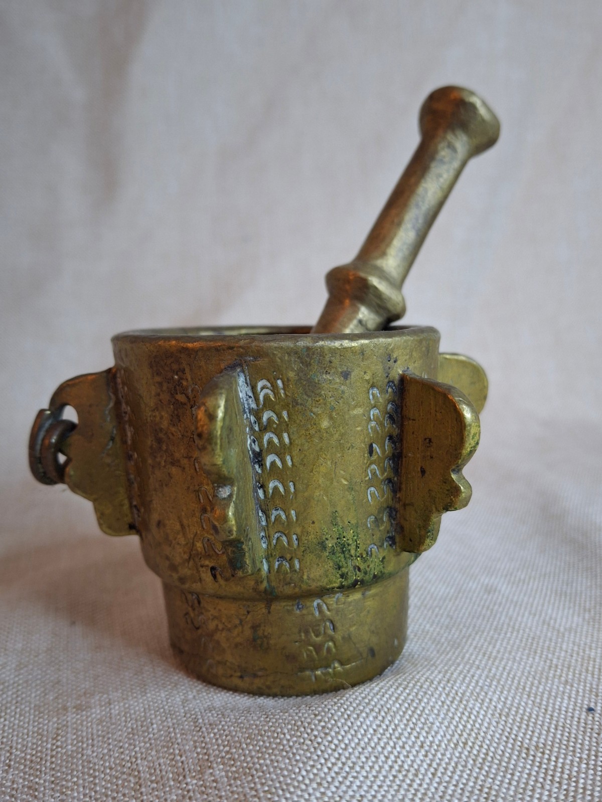 16th or 17th C Spanish Renaissance Bronze Mortar and Pestle Ribbed Fin Judaica