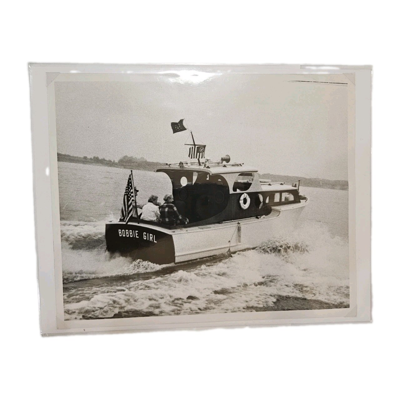 Vintage 1950s Vancouver WA Yacht Club Bobbie Girl Boat 8x10 B&W Photograph