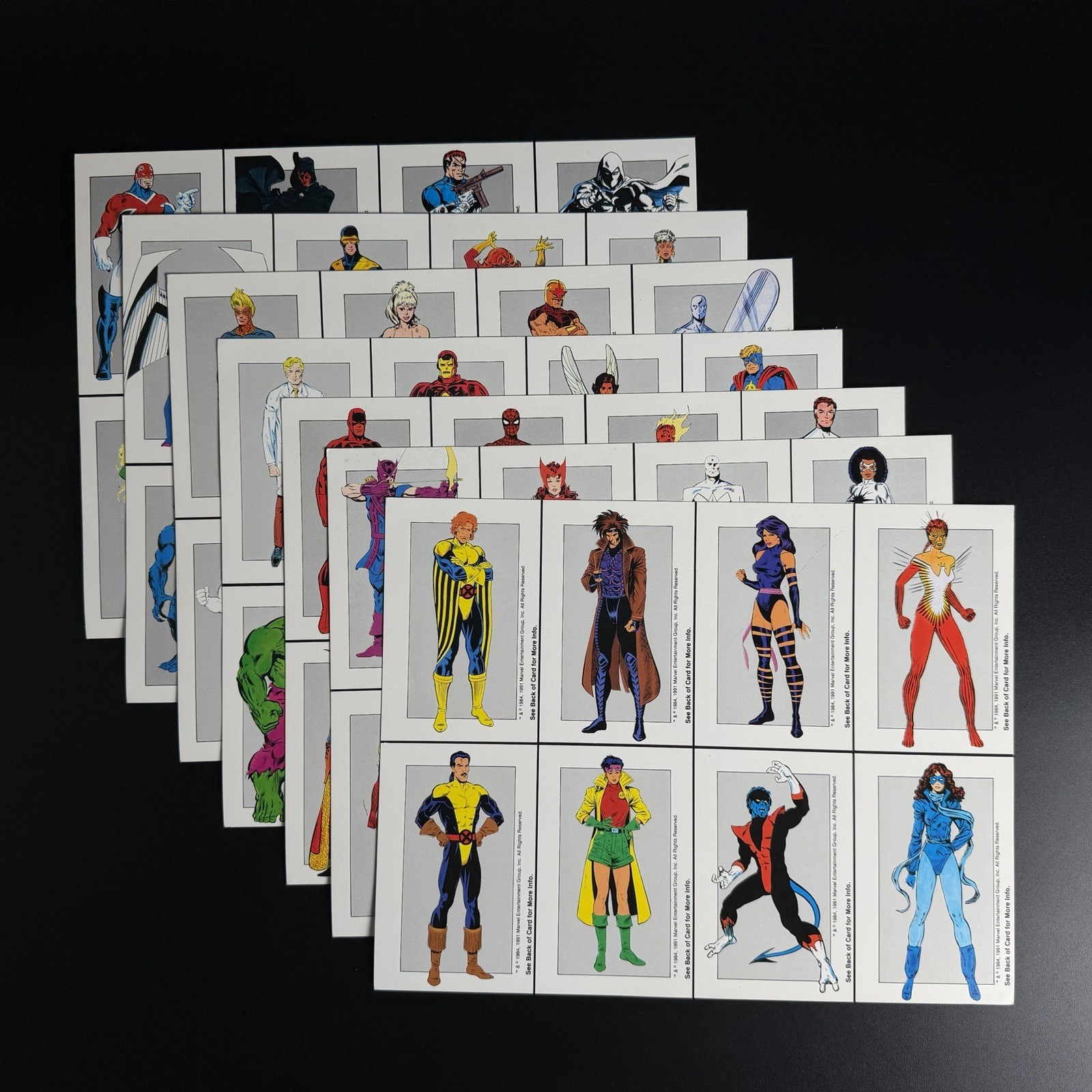 1991 TSR Marvel Super Heroes RPG S2 - 7 Uncut Sheets (56 Cards) -Rare -Free Ship