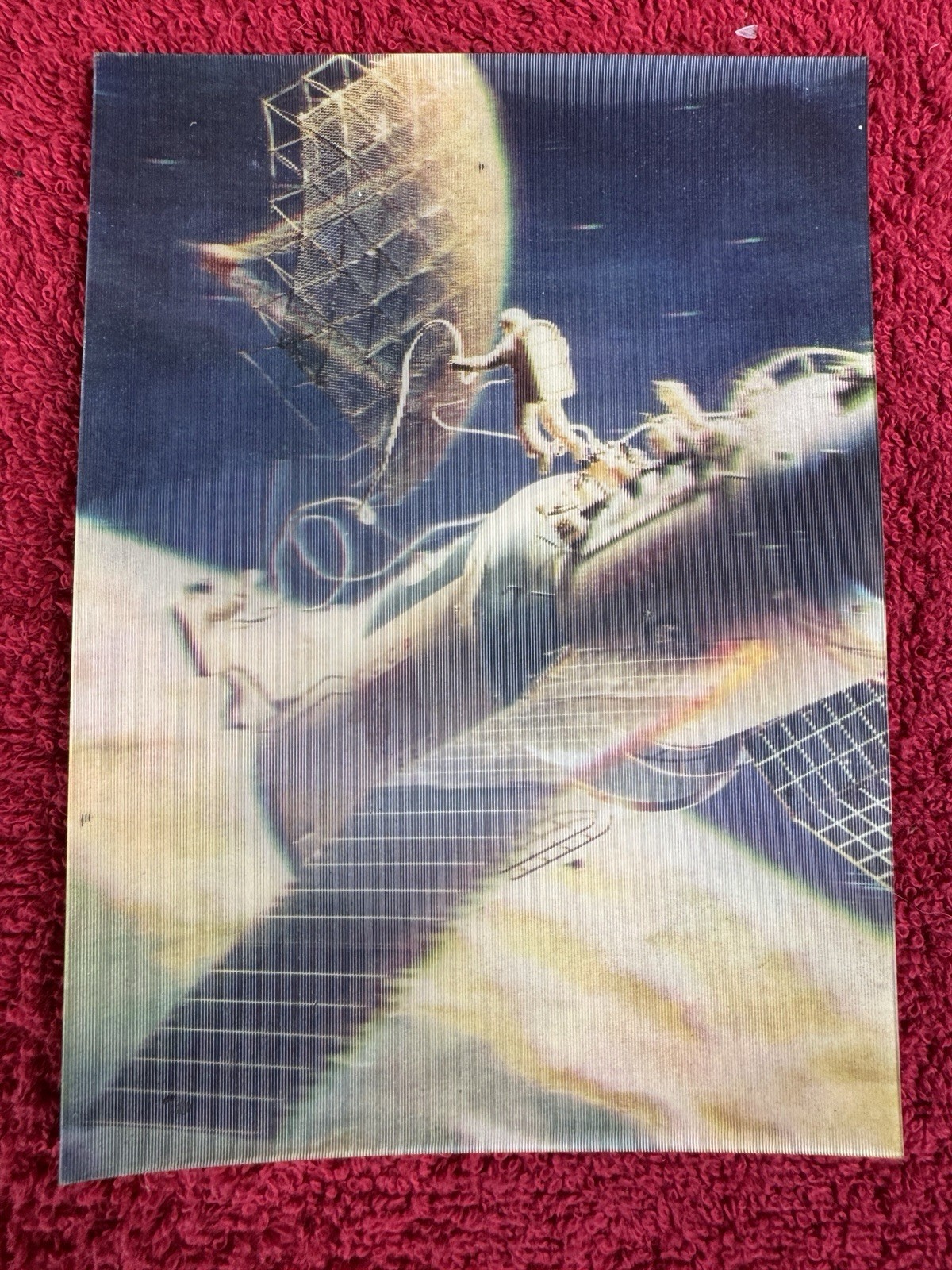 Rare Vintage USSR Space Stereo Postcard Signed Oksana Leonova Cosmonaut Daughter
