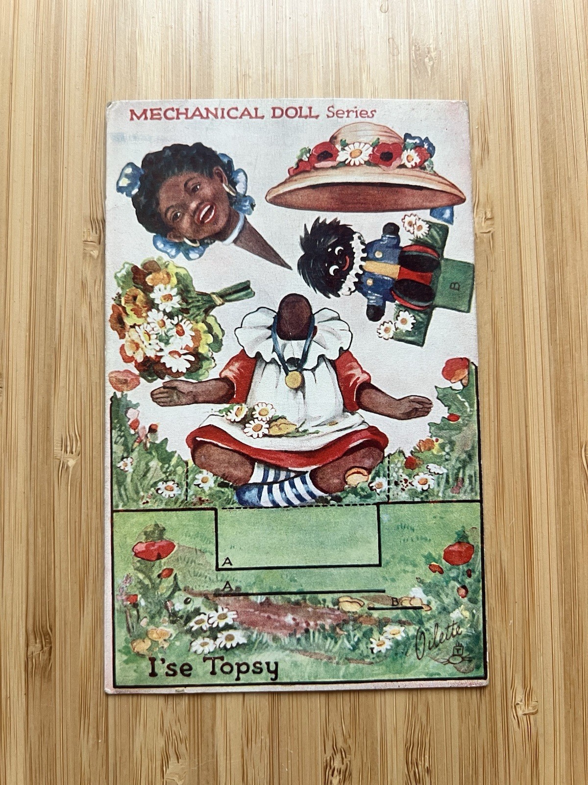 Vintage Raphael Tuck Mechanical Doll Series I\'se Topsy Oilette Postcard c1910s
