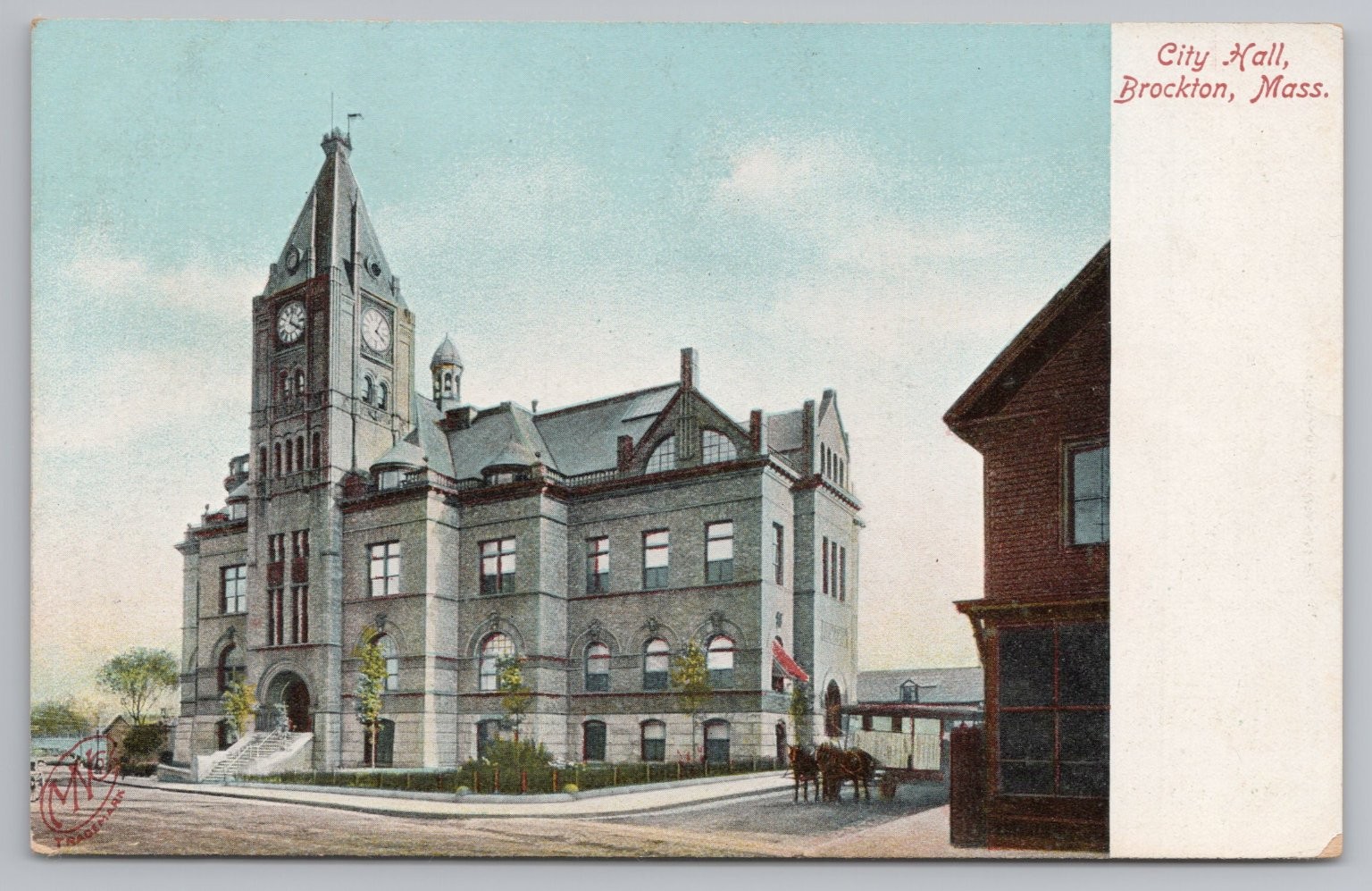 Brockton, MA City Hall Vintage Postcard - Metropolitan News Co. Germany