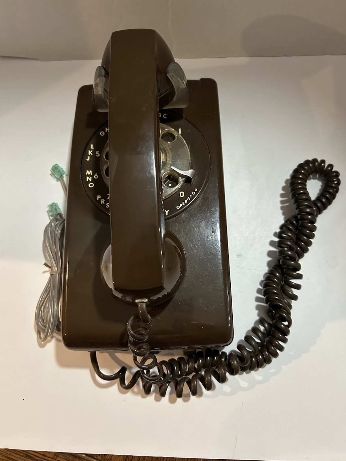 Vintage ITT Brown Rotary Wall Phone Model 554 Bell System Retro