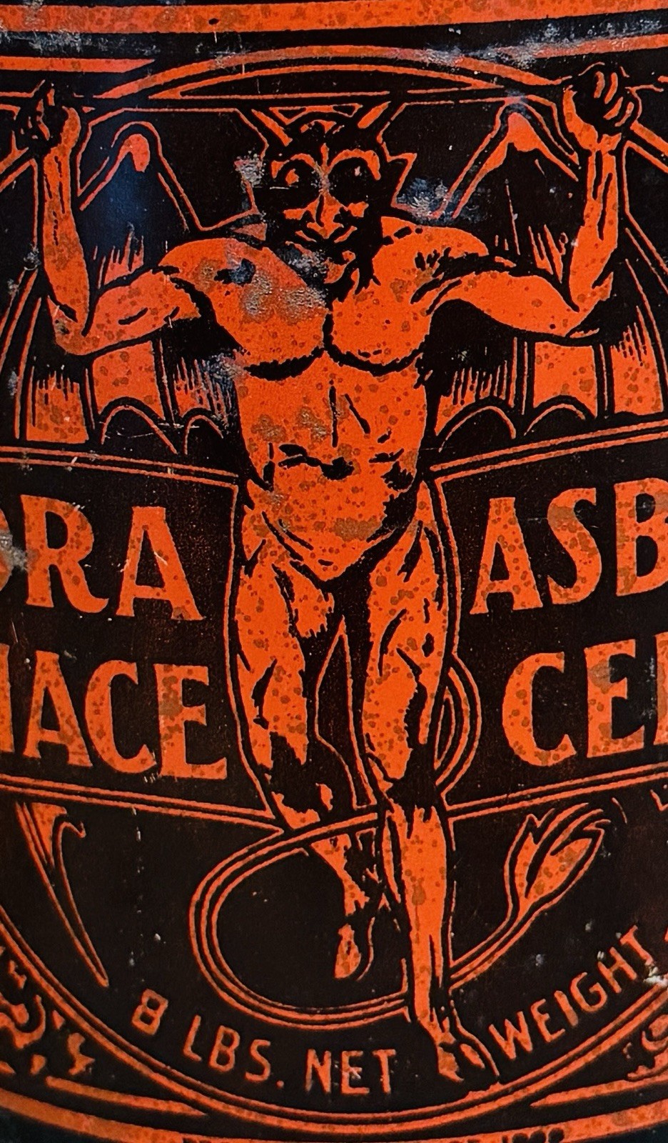 ANTIQUE C. 1900 PECORA 8 LB CAN TIN SIGN 666 DEVIL LUCIFER SATAN GENERAL STORE