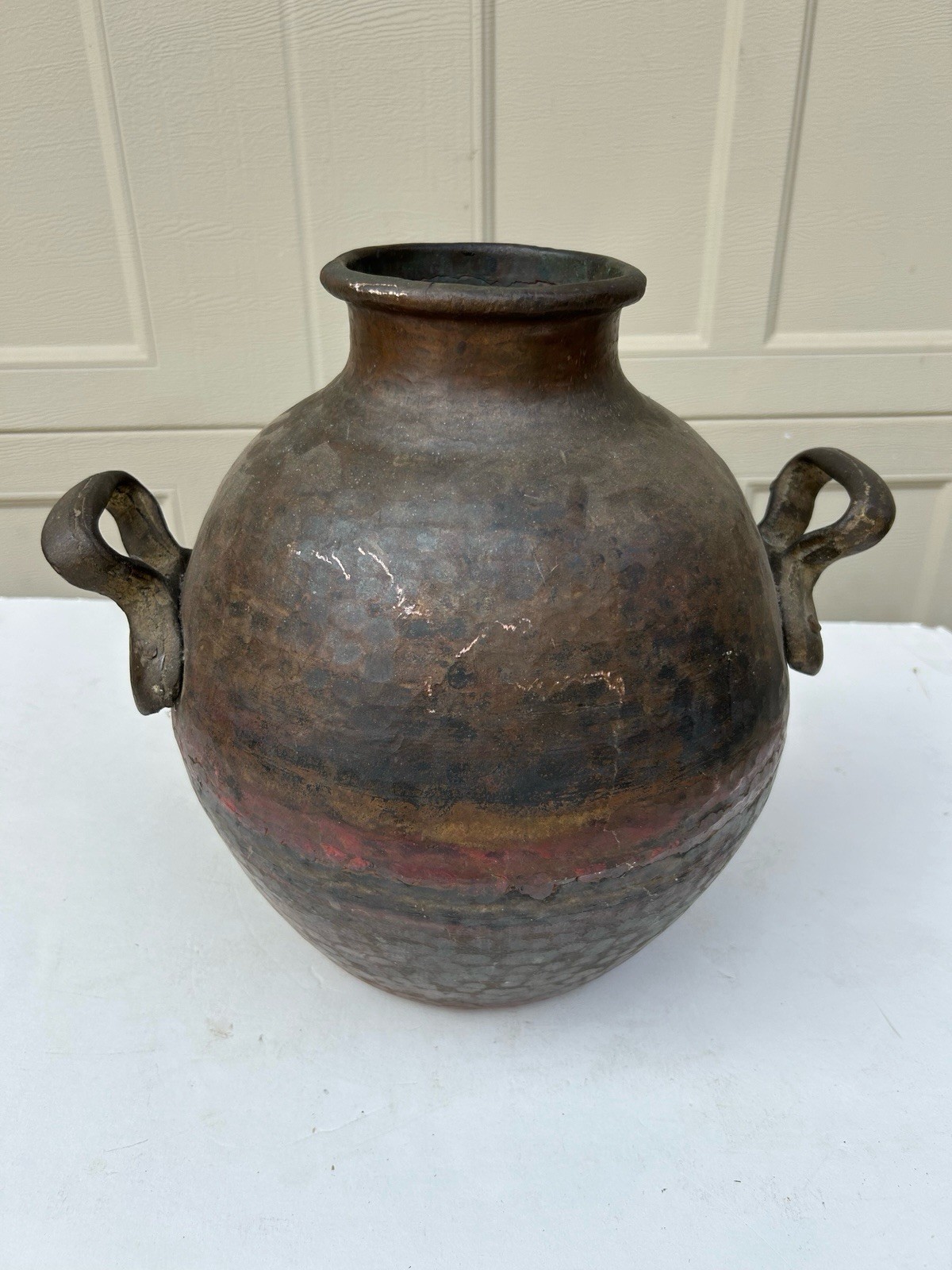 Antique Middle Eastern Egyptian Copper/brass Beans Hammered Cooking Pot Vessel