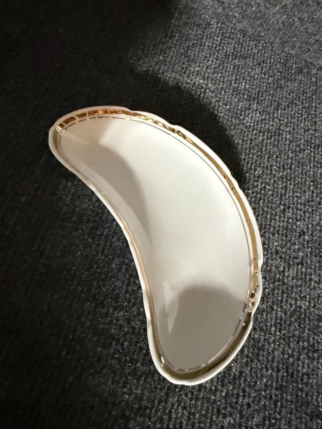 White Germany Porcelain Crescent Bone Dish with Gold Trim