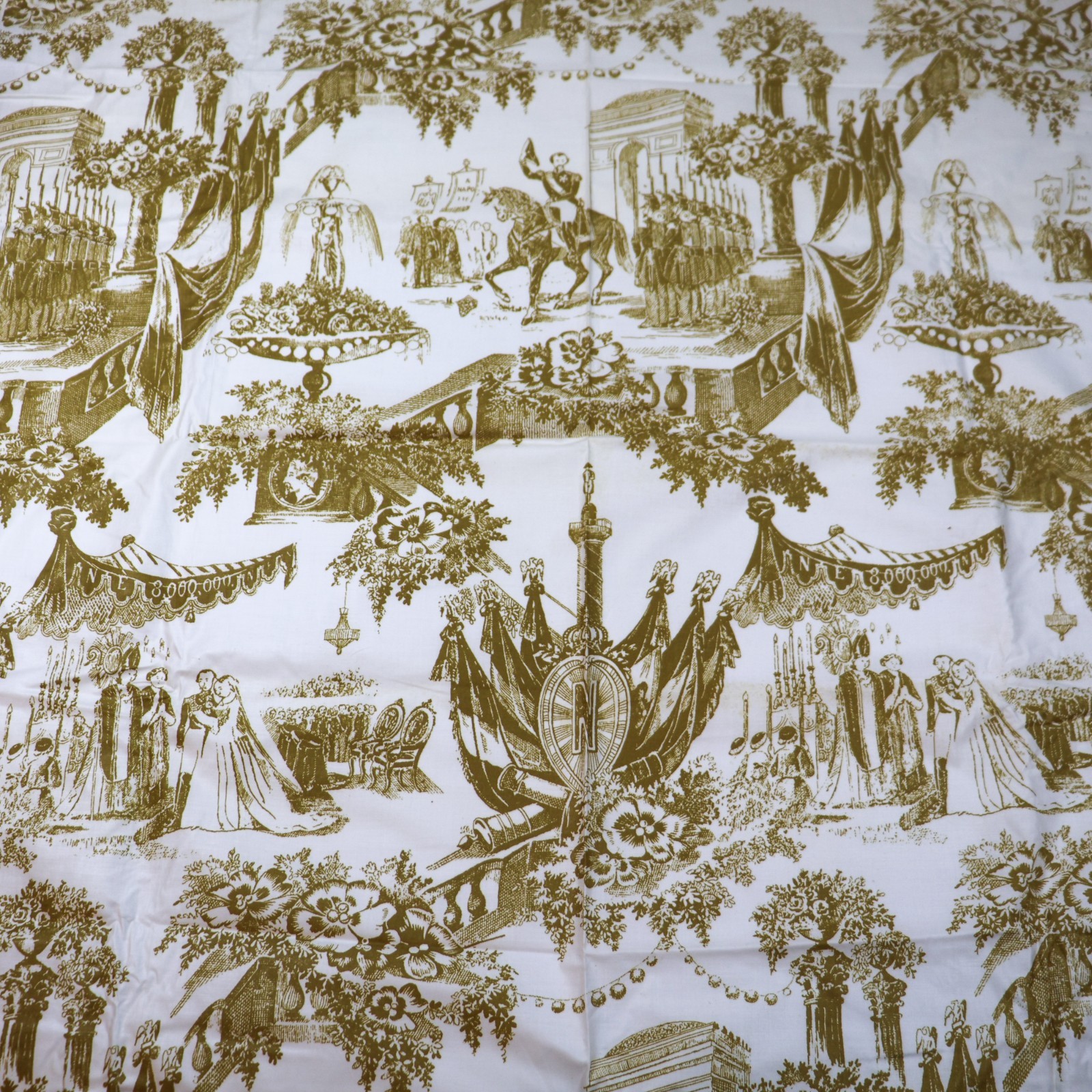 Vtg Fabric Lee Behren Drapery Toile 36x88 French Scene Le Mariage De Napoleon