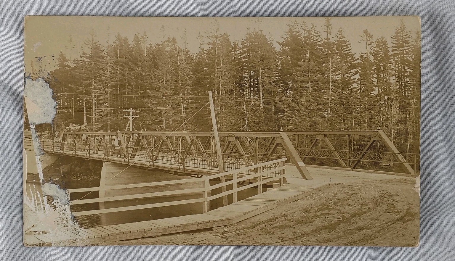 Antique RPPC Steel Truss Bridge River Forest Real Photo Bridge Scenic Postcard