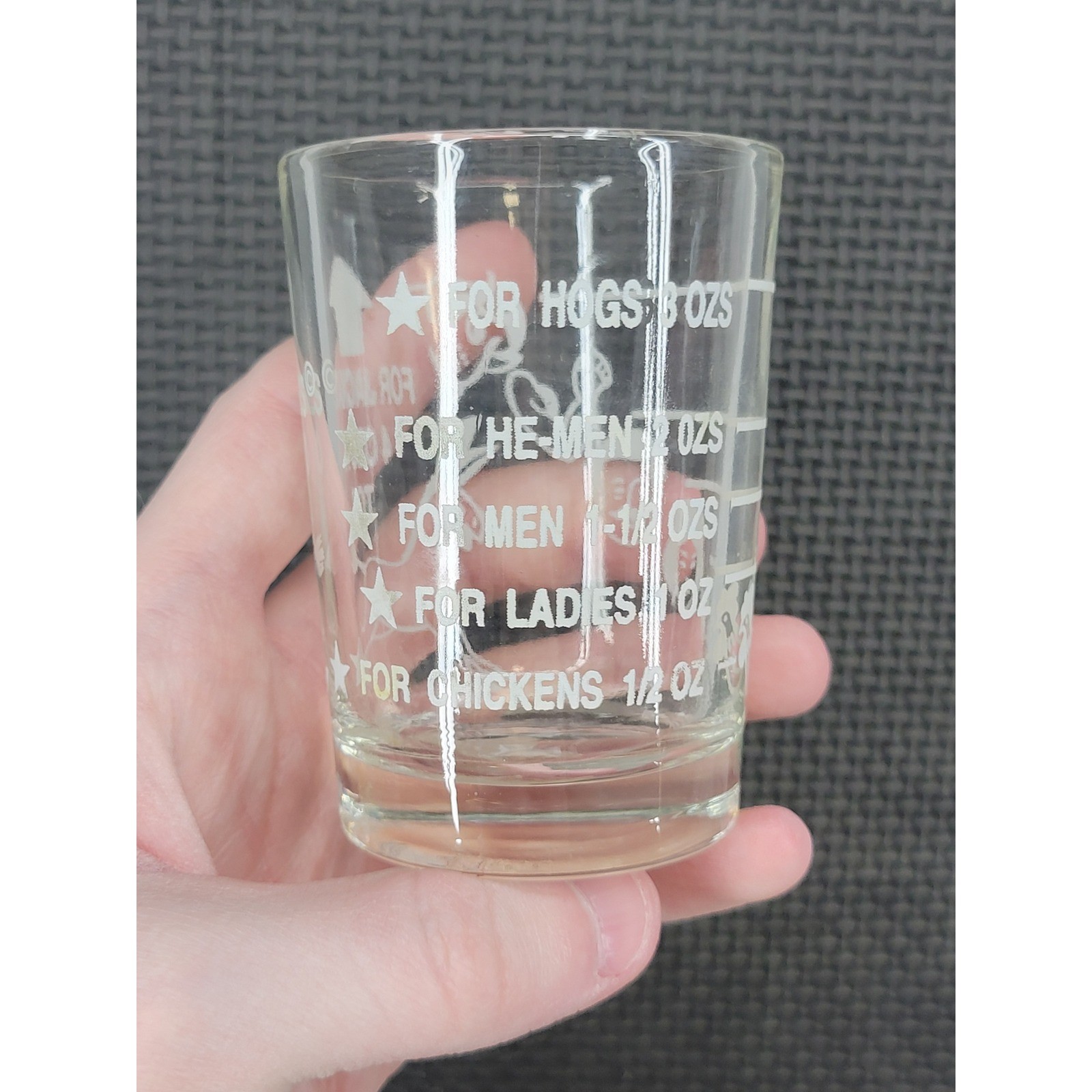 Vintage Novelty Humor Shot Glass For Jackasses Hogs He-Men Ladies 3.5\
