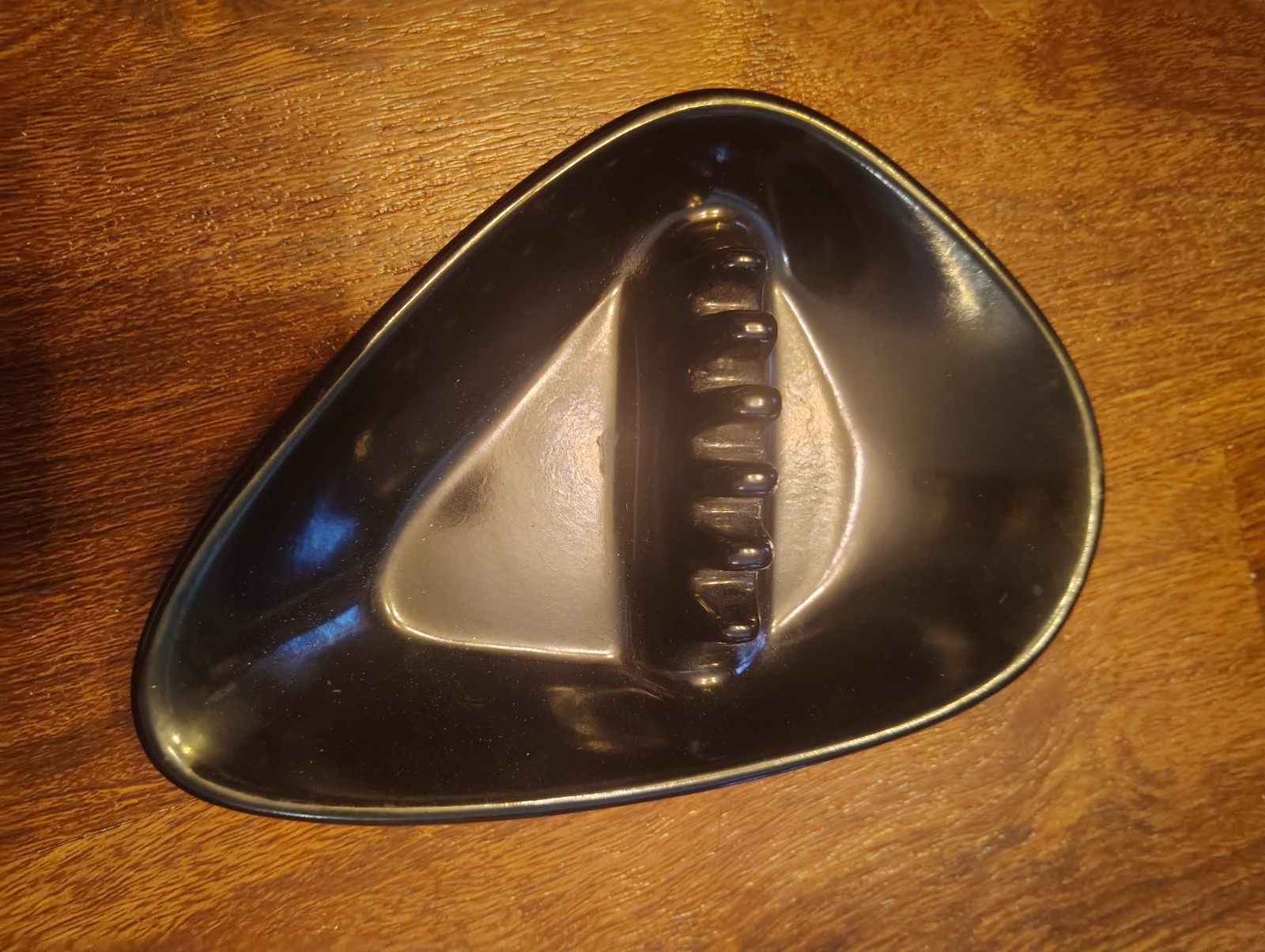 Vintage Mid Century Modern Anholt Ashtray Boomerang Black Vintage Atomic