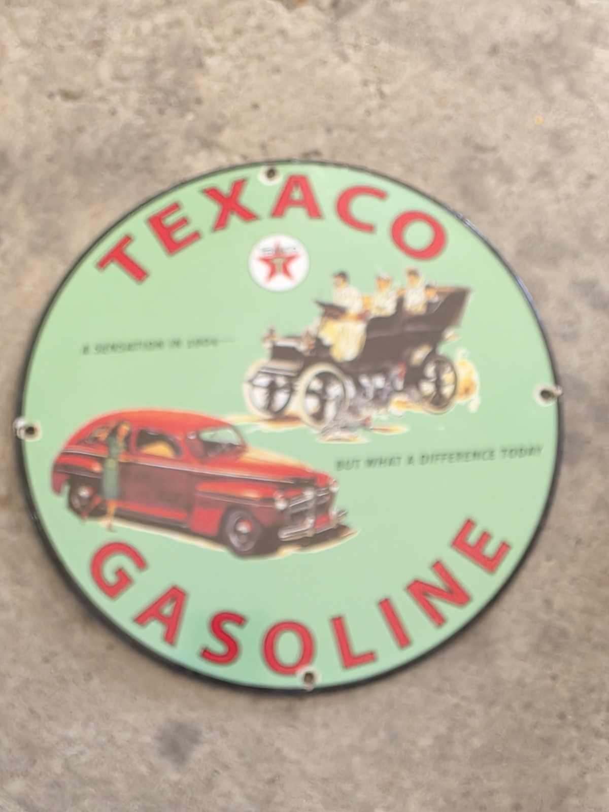 VINTAGE GREEN TEXACO GASOLINE PORCELAIN GAS STATION PUMP SIGN 12