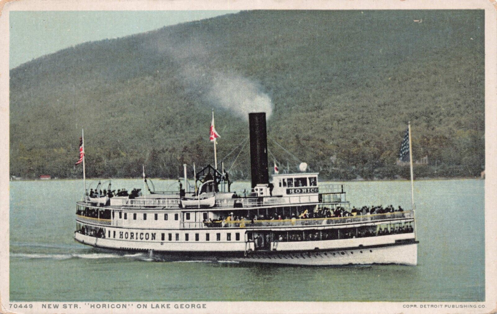 Paddle Steamer Horicon On Lake George Built In Ticonderoga Vtg Postcard CP359