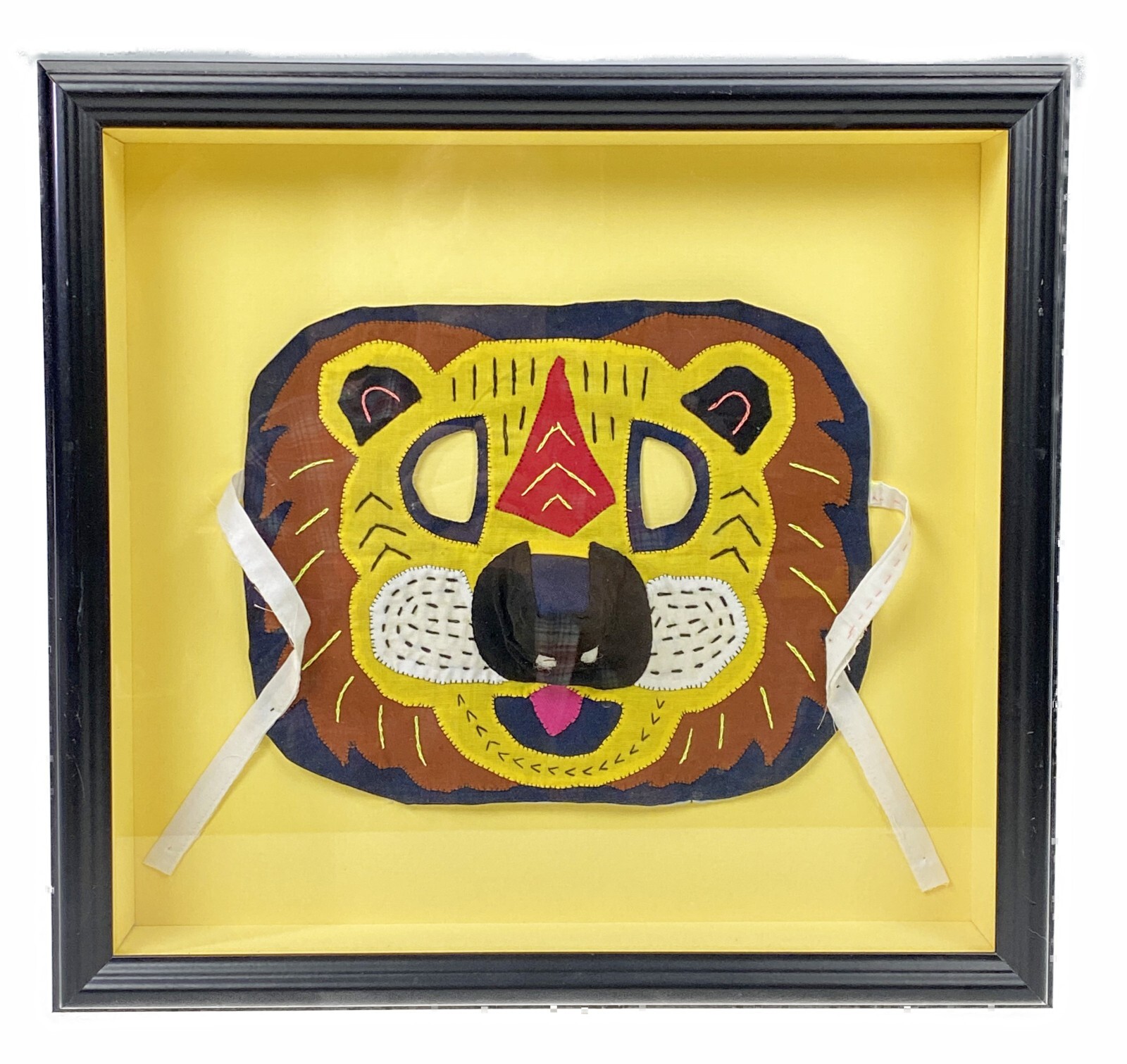 Lion Cat Tiger Animal Cloth Mola Mask Framed Picture Asian Latin America Lion Cat Tiger Animal Cloth Mola Mask Framed Picture Asian Latin America