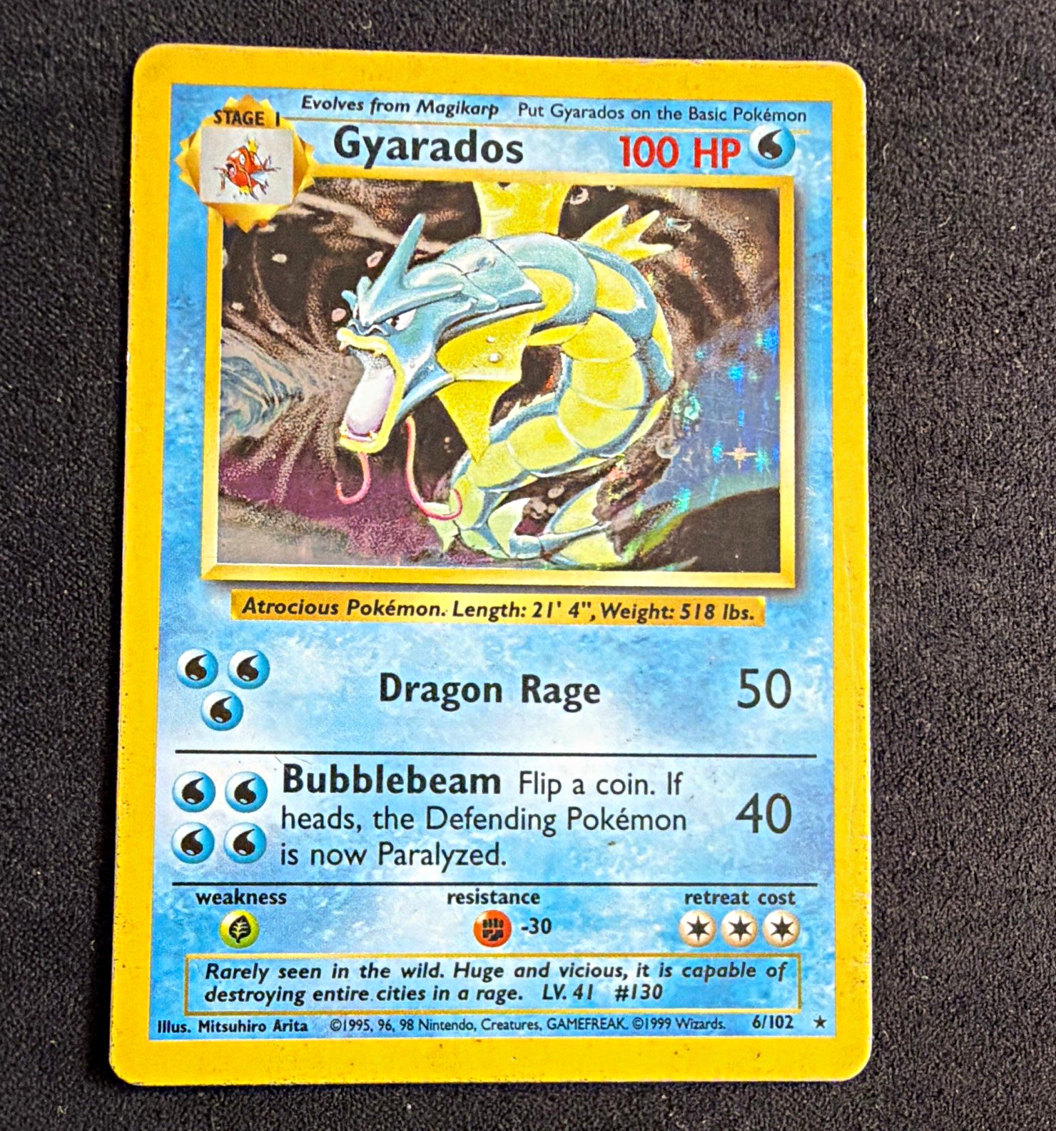 Pokemon TCG Base Set Gyarados Holo 6/102 1999