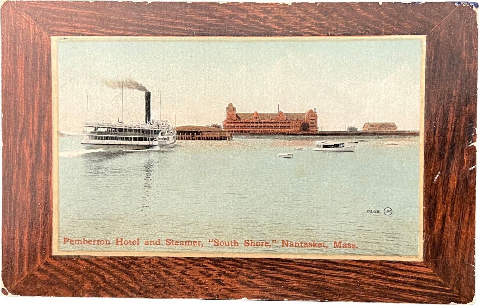 Pemberton Hotel and Steamer, Nantucket, Massachusetts, vintage postcard
