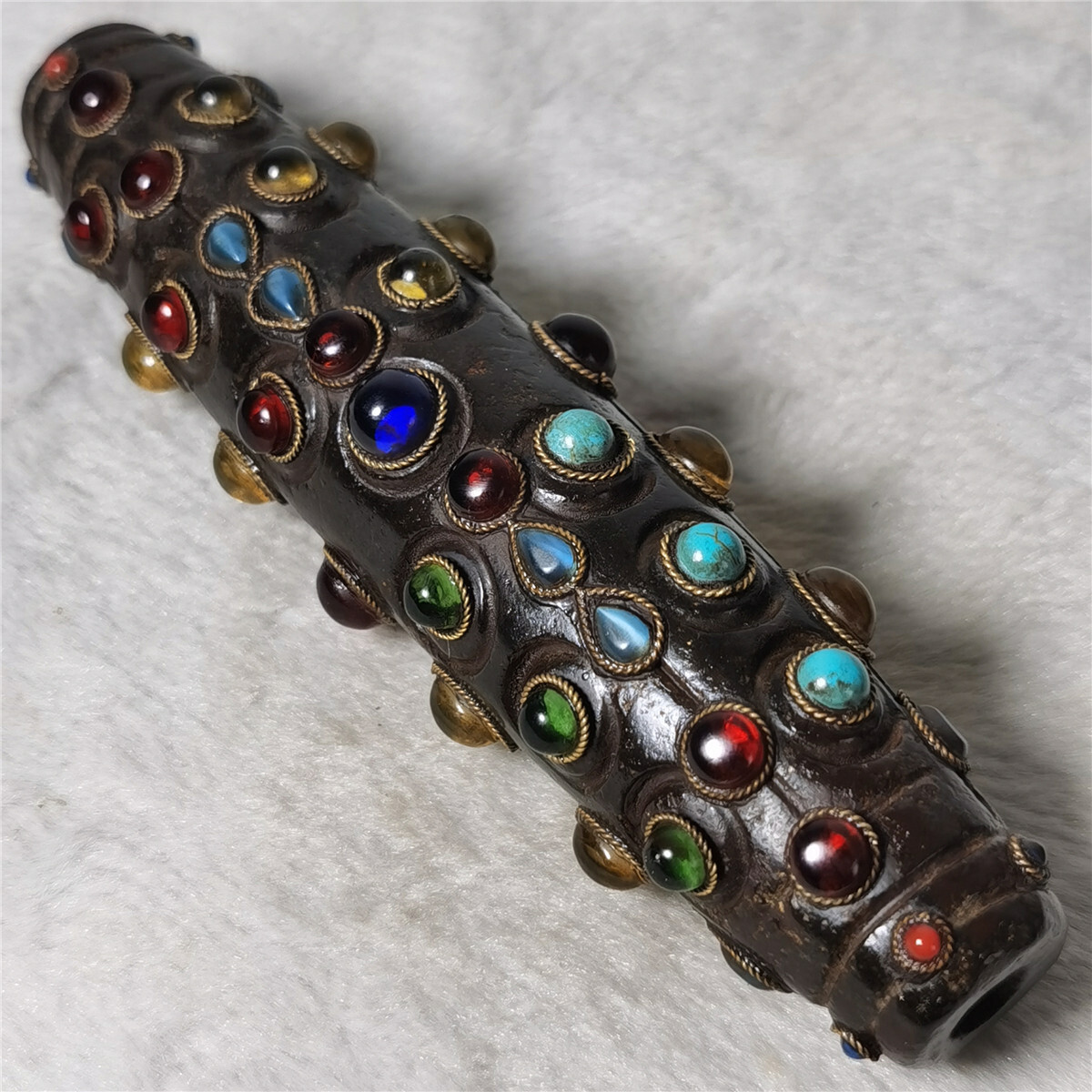 Antique Old Tibet multiple treasure gzi Beads meteorite Amulet dzi Hanging bead