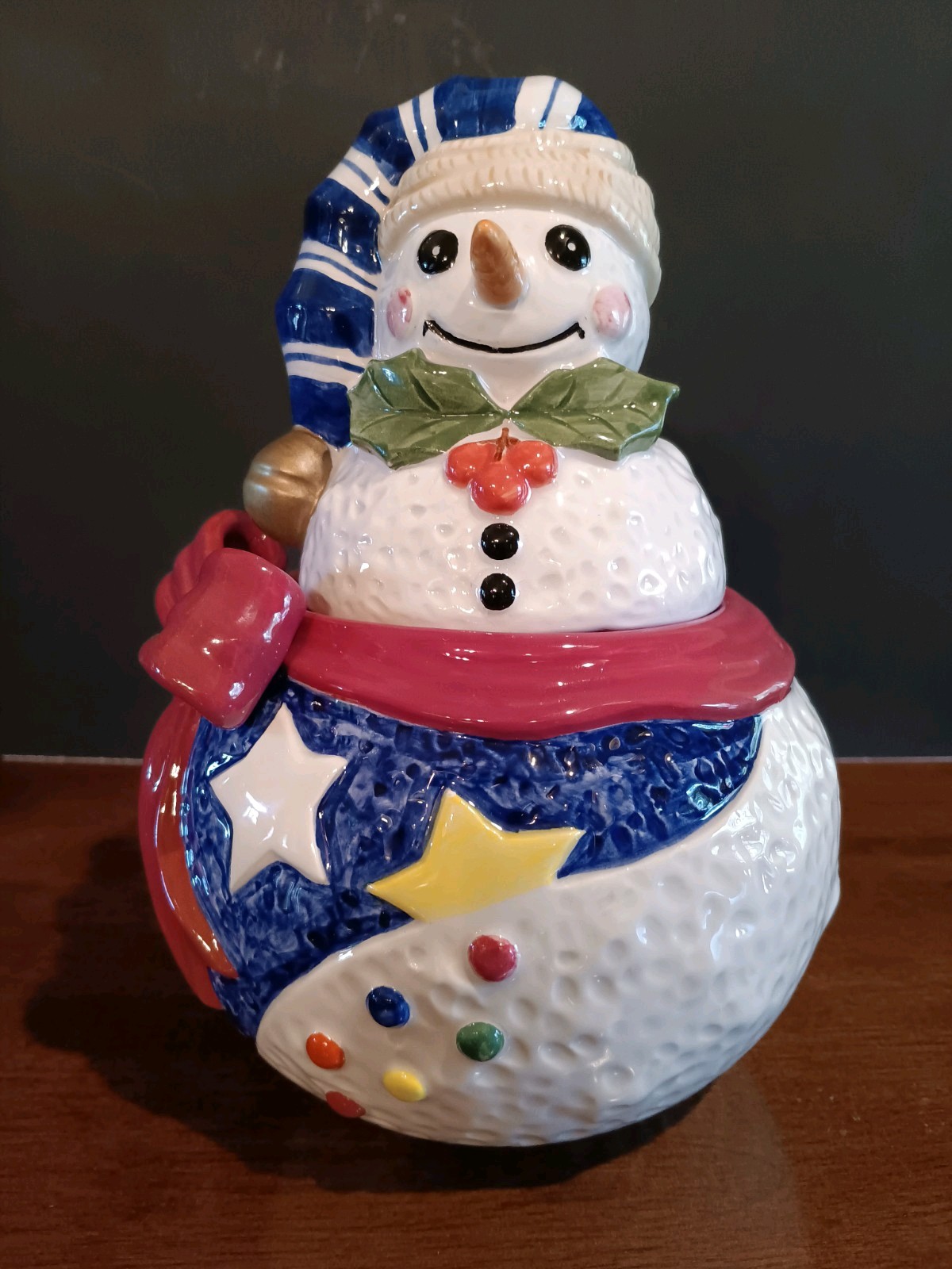 Vintage Epoch by Noritake Mr.Snowman 12 inch Ceramic Cookie Jar with Lid