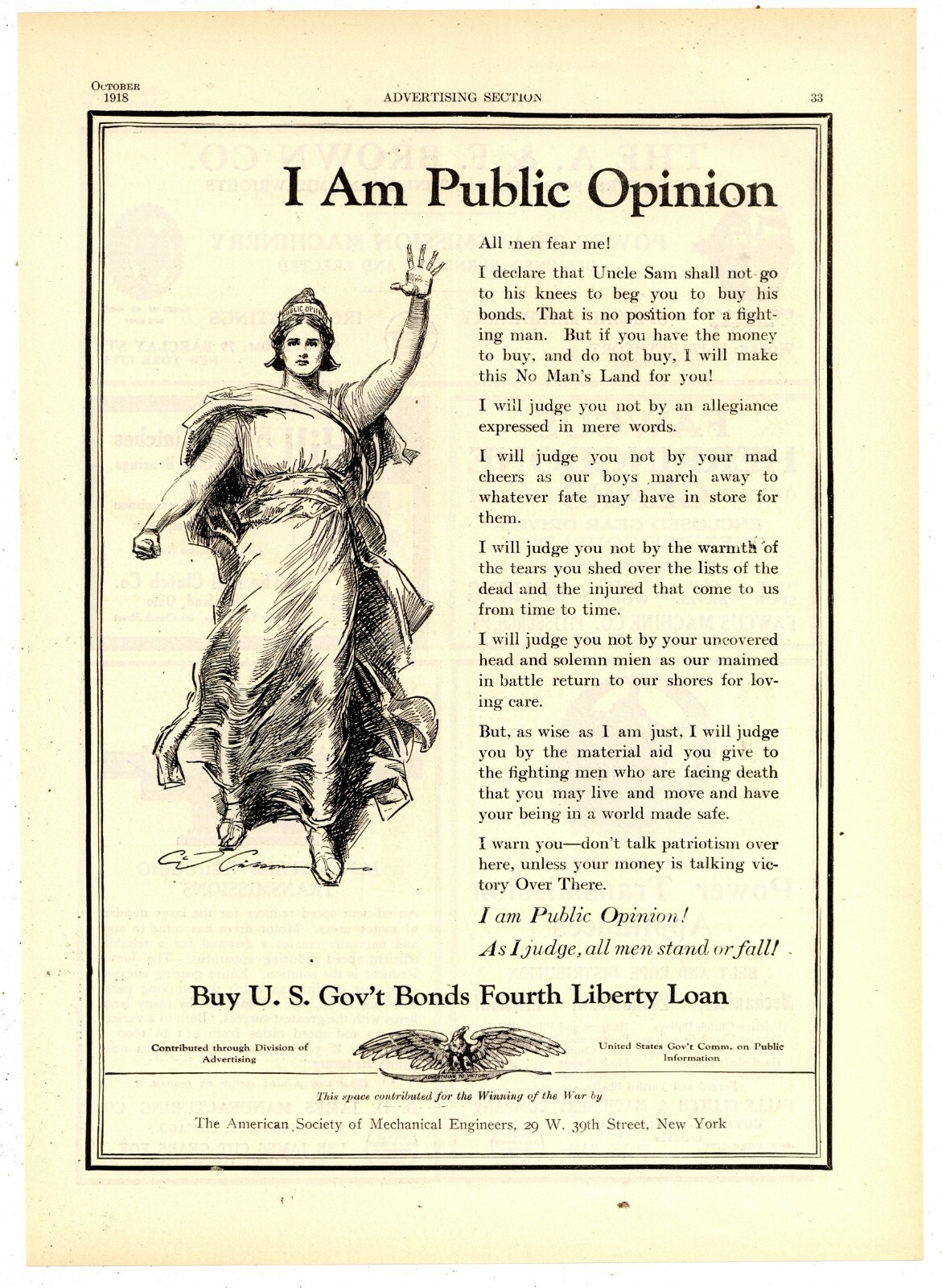 1918 Fourth Liberty Loan Ad: \