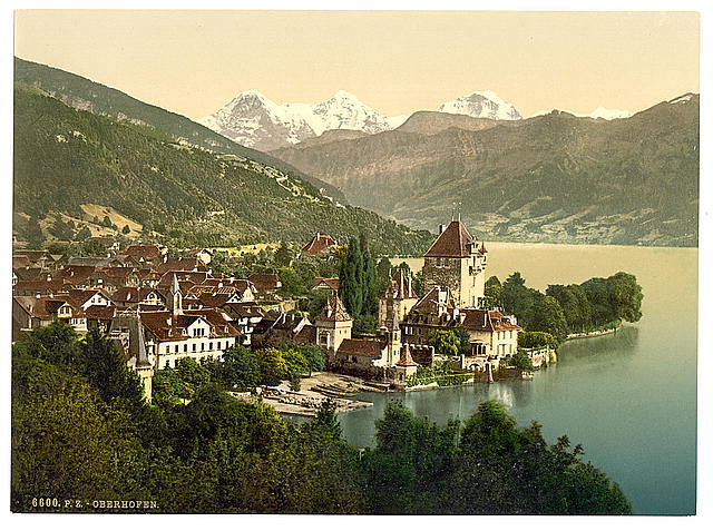 Thun Oberhofen Bernese Oberland Switzerland c1900 OLD PHOTO