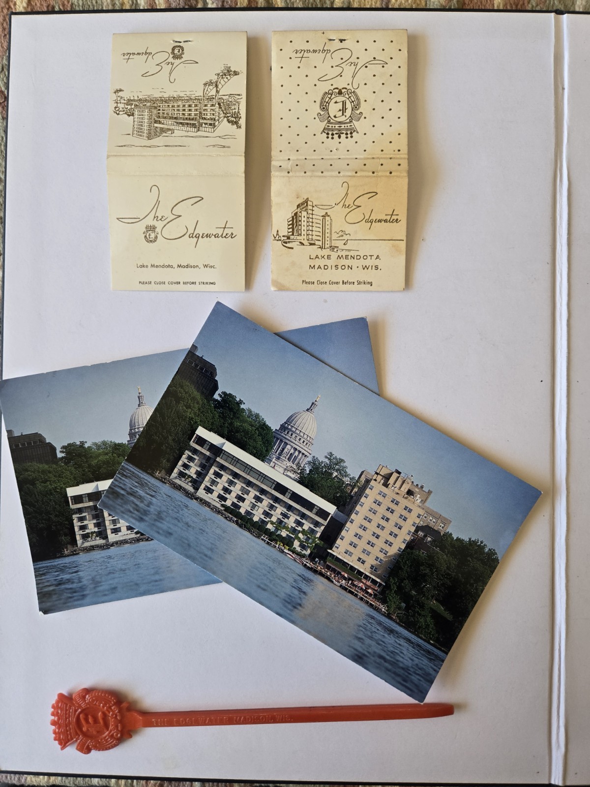 The Edgewater Hotel Lake Mendota, Madison, WI Lot Matchbooks, Postcard, Stick The Edgewater Hotel Lake Mendota, Madison, WI Lot Matchbooks, Postcard, Stick