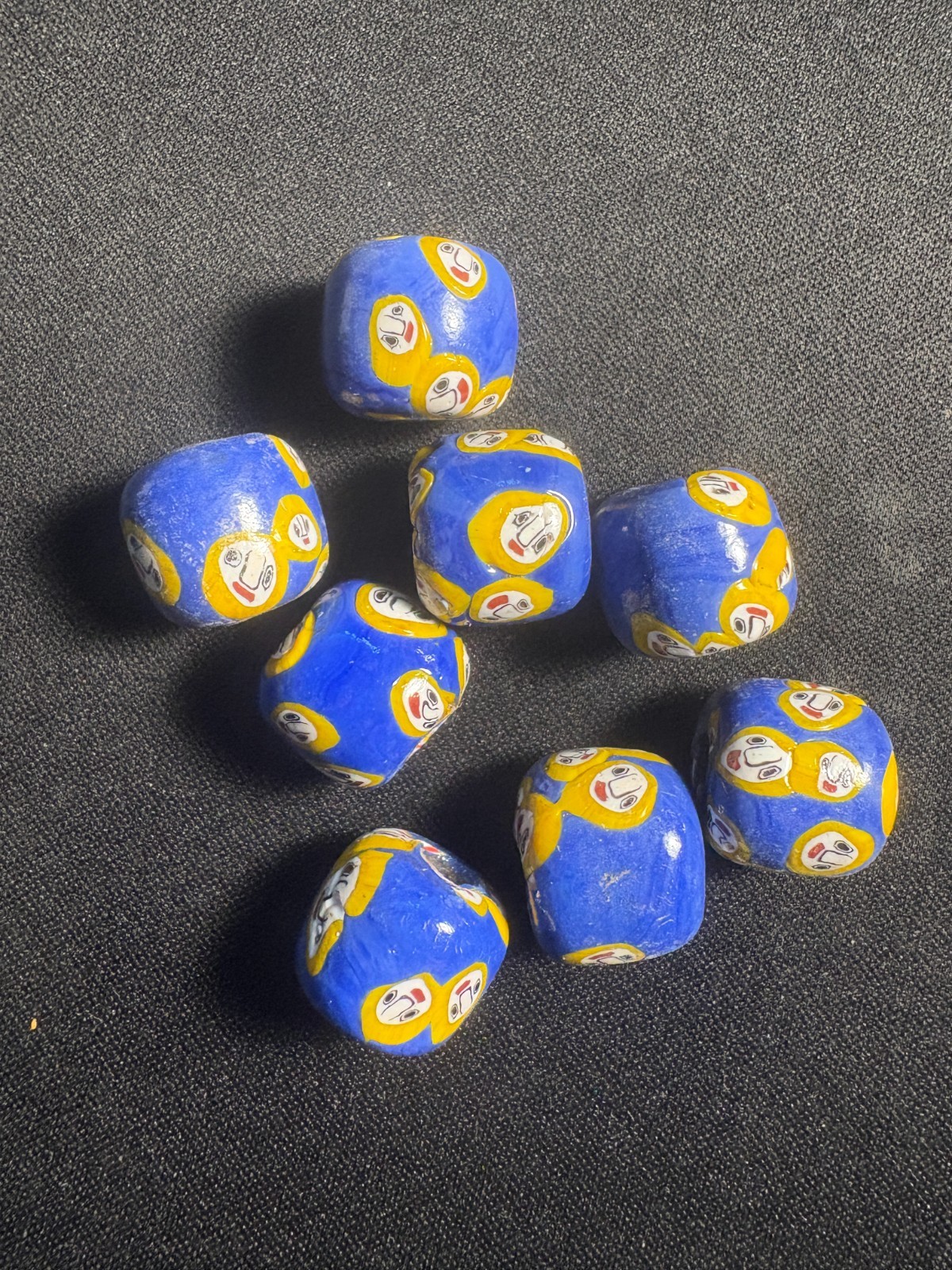 8 Millefiori glass beads - (B1490) Handmade Rare - 15mm