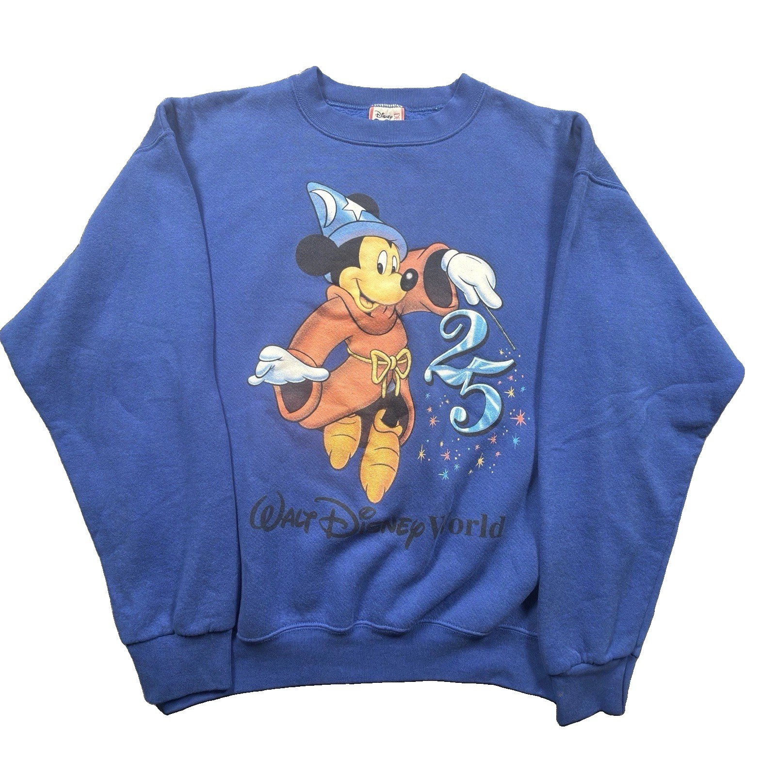 Disney Designs Sweatshirt M Blue Sorcerer Mickey Walt Disney World 25th Vintage