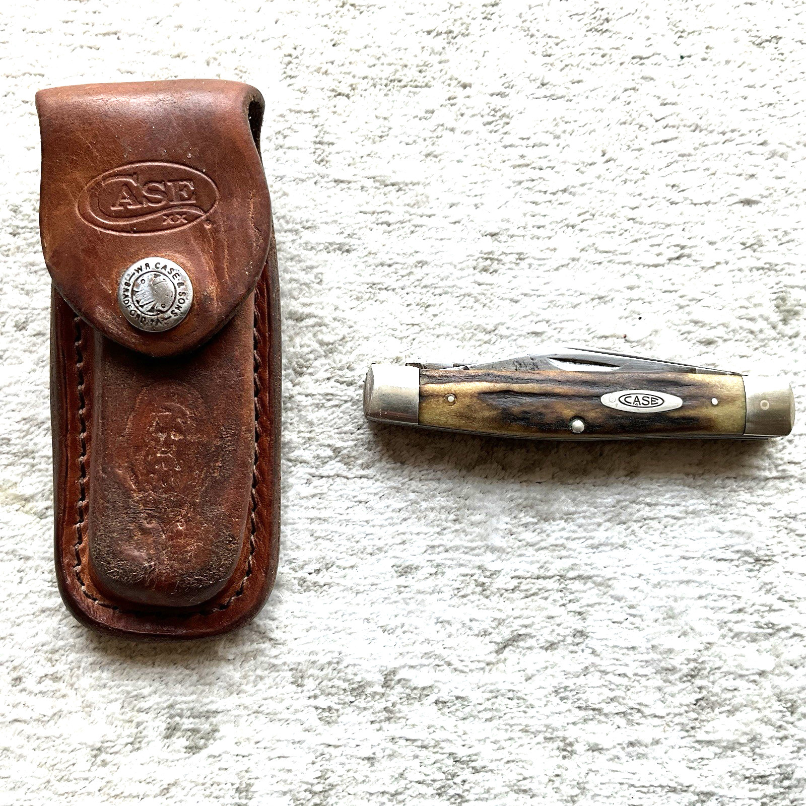 Vintage Case XX 5392 With Stag Handles Folding Pocket Knife Loud Snap w Sheath